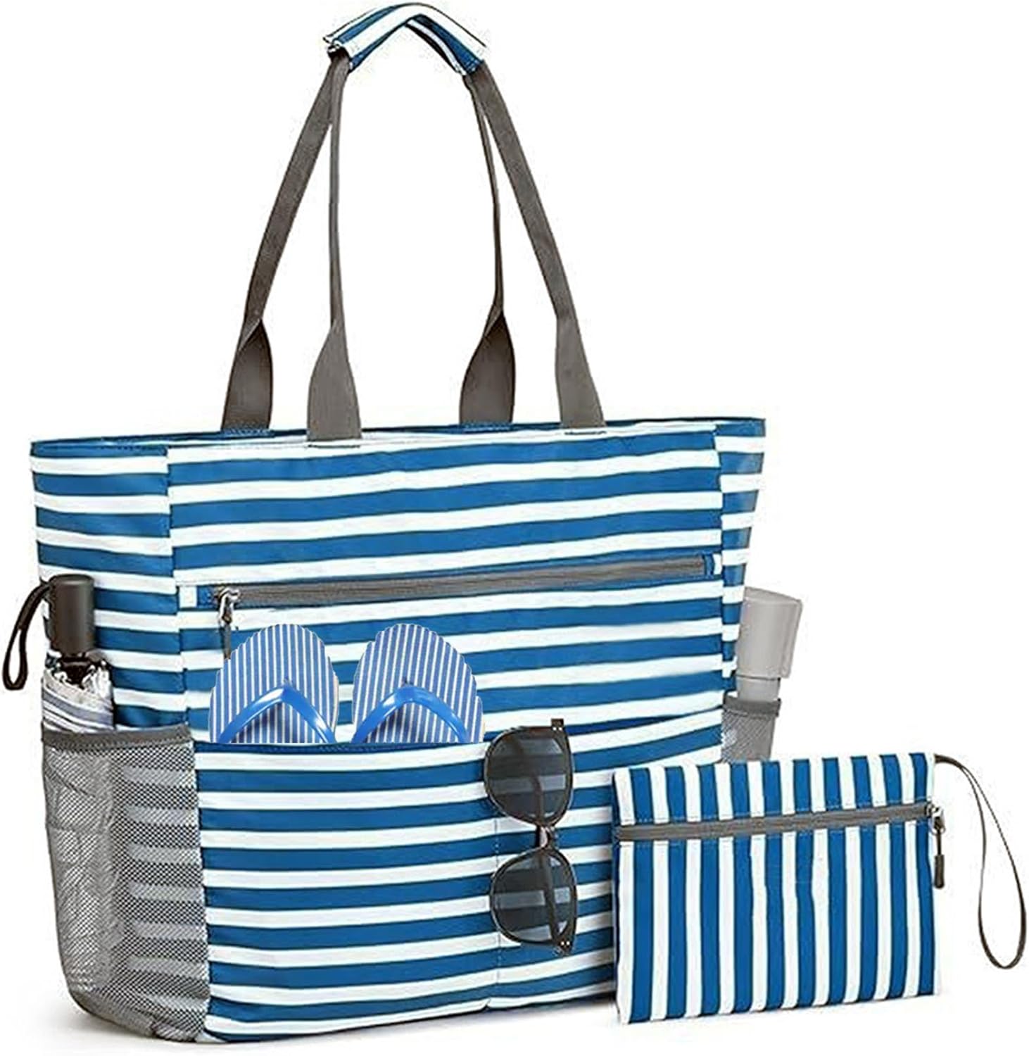 Waterproof Foldable Tote Bag for Travel – Large Carry-On with Zipper Pocket for Beach, Gym, Airplane & Weekend Trips