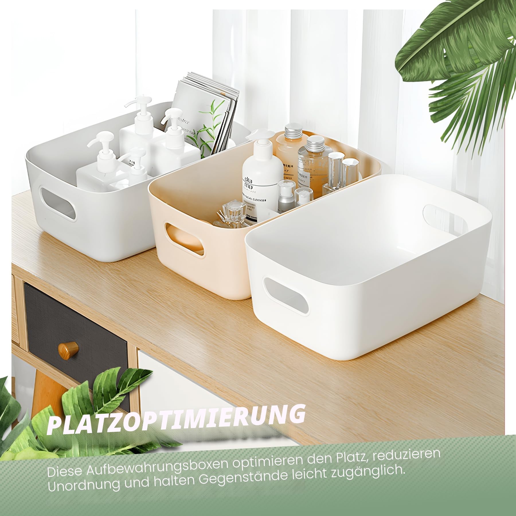 6 Stück Aufbewahrungsbox Kunststoff, Aufbewahrungsboxen mit Griffen, 6 Farben 3 Größen Aufbewahrungskorb Ordnungsbox für Regale,Schubladen,Büro,Bad,Spielzeug,Küche