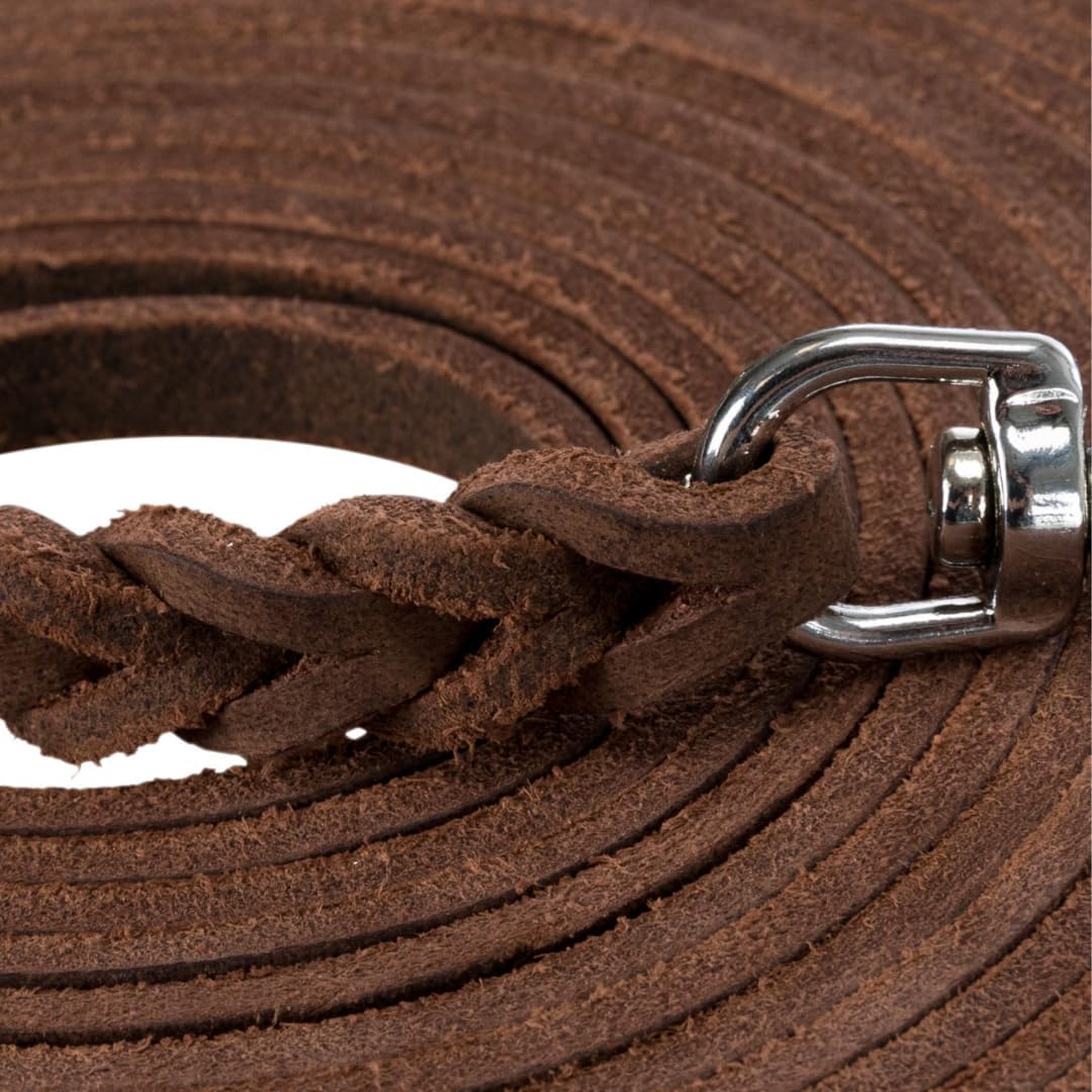 TRIXIE Rustic Fatleather Tracking Leash, 10 M/8 Mm, Dark Brown, 0.47 kg