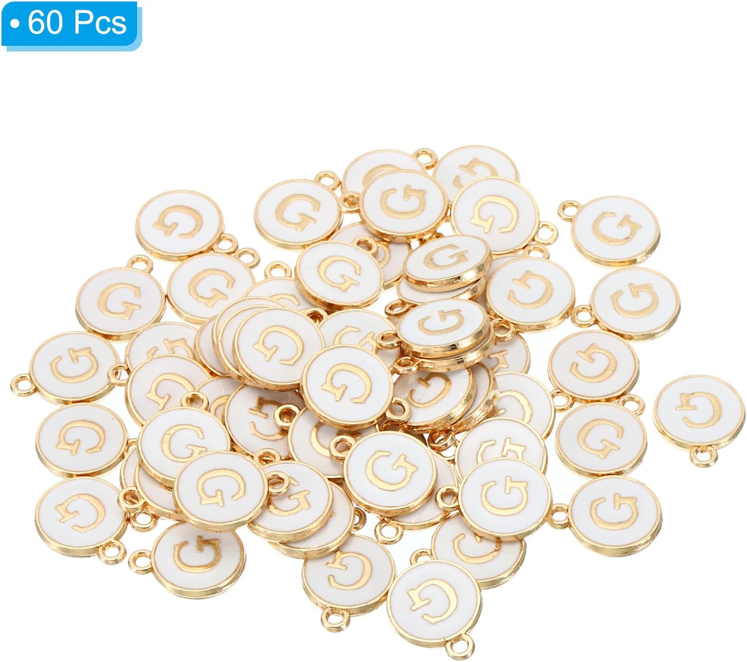 PATIKIL Letter Charm, 60Pcs Double Sided Alphabet Initial Charm Pendants Beads Enamel Charm for Bracelet Necklace Earring DIY Jewelry Making, White - Image 3
