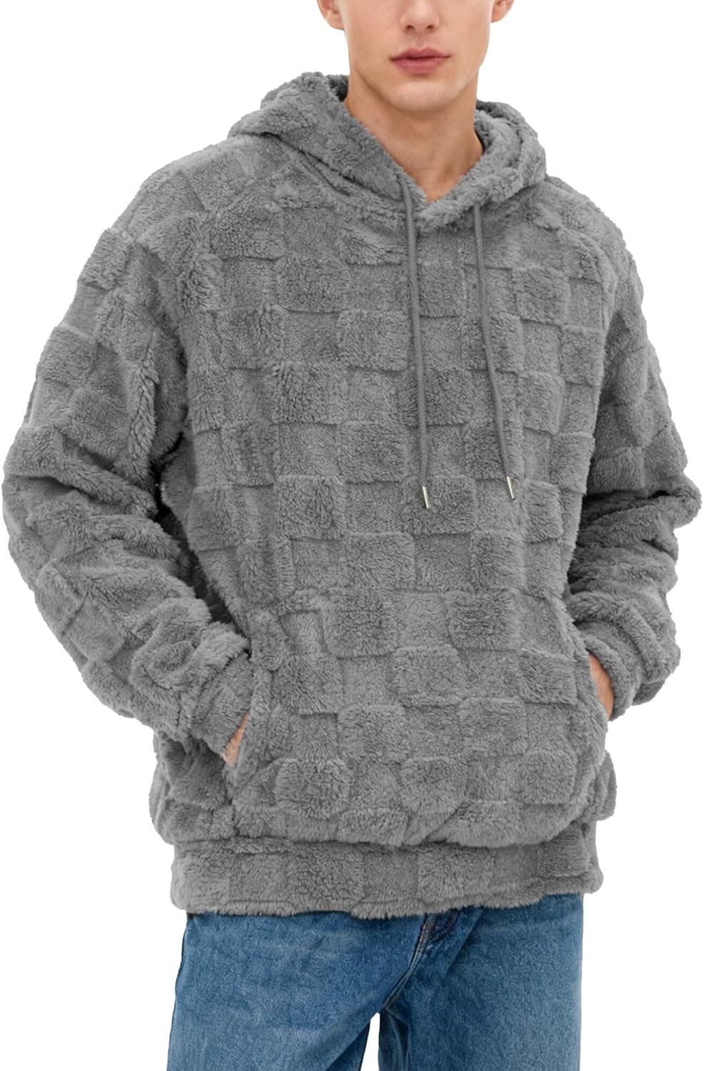 CHICASIMIR Mens Fuzzy Sherpa Pullover Hoodie Sweatshirts Long Sleeve Front Pocket Fall Outwear Winter Hooded