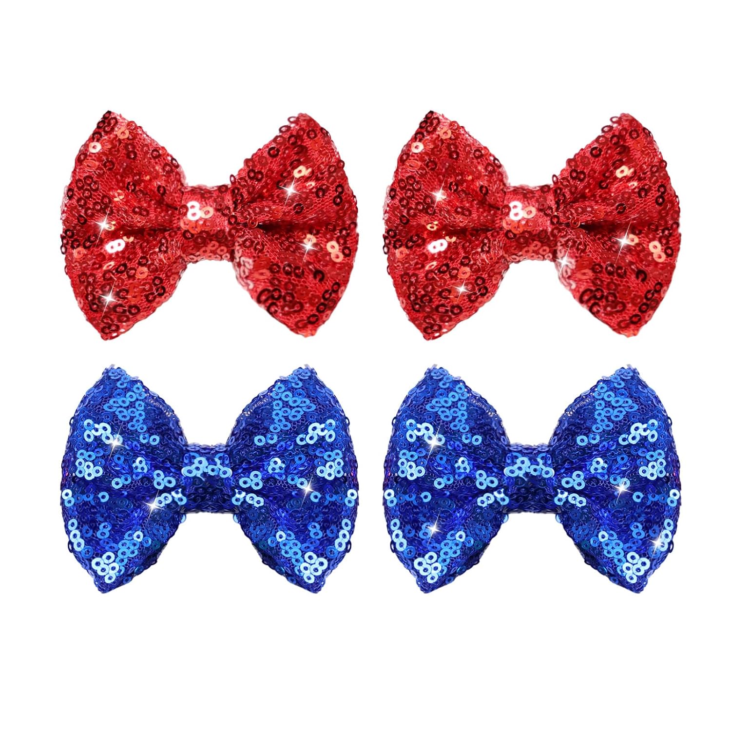 4th of July Hair Accessories: Sequin Alligator Clips, Glitter Bows, Barrettes for Girls, Teens Gift