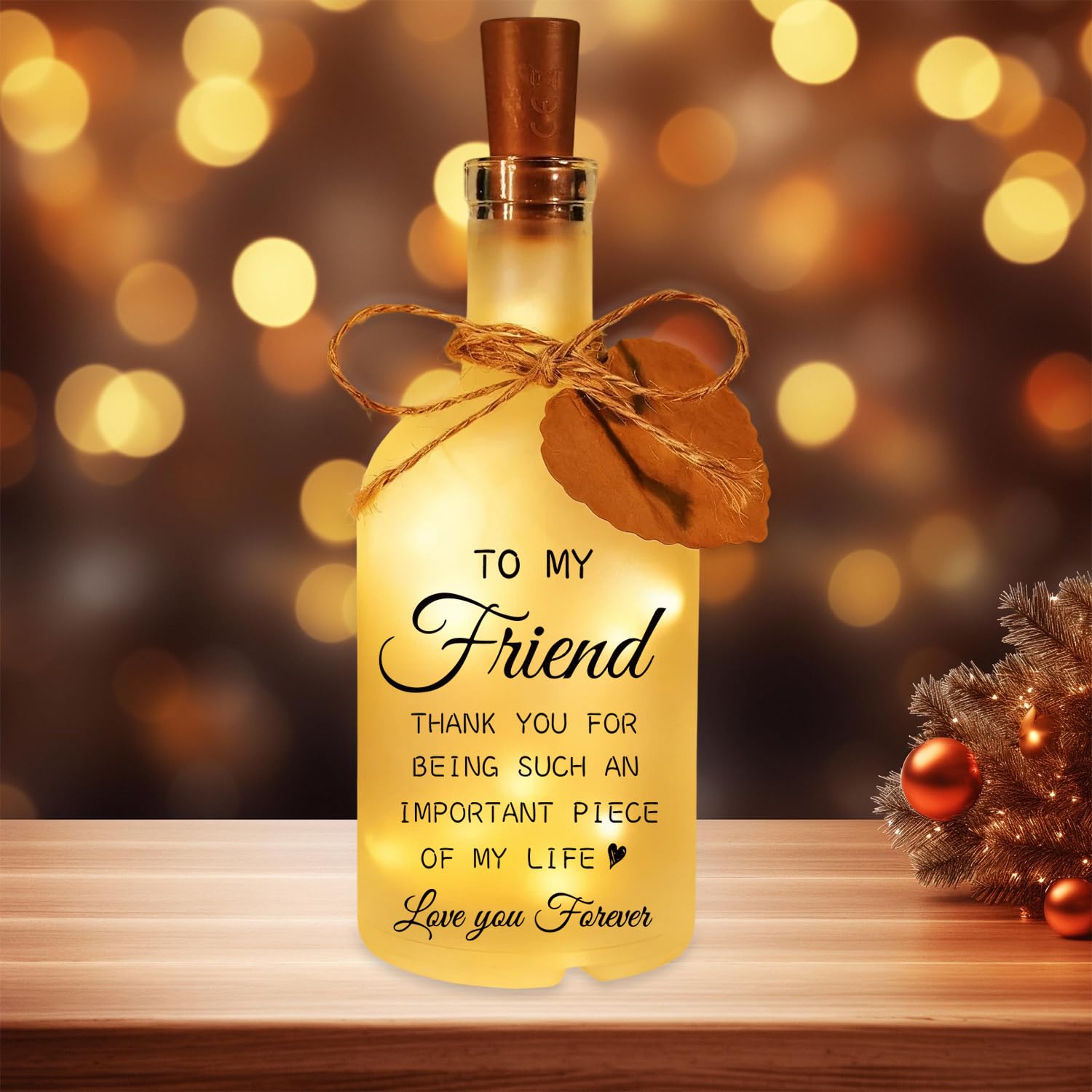 Friend Gifts, Night Bottle Light, Best Friend Birthday Gift for Women, Bottle Lamp with Heartfelt Quote, Unique Friendship Gifts for Women, Friendship Gift for Her, Perfect for Soul Sister, Bestie