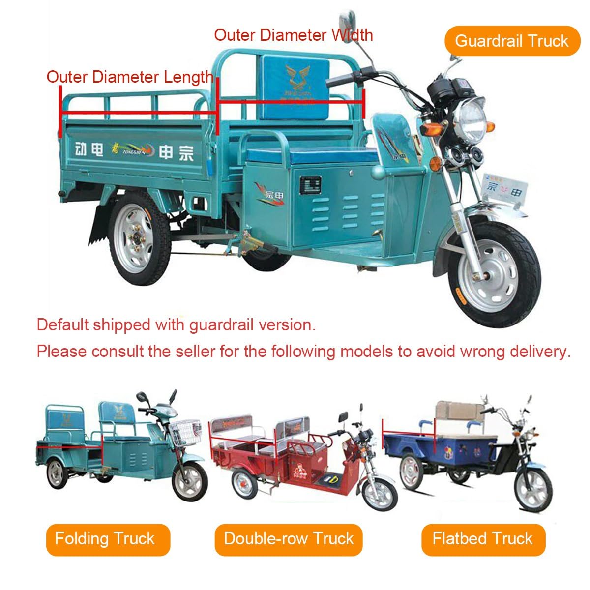E-Lasten Dreirad Verdeck, Vollständig Ummantelte Rahmenabdeckung mit Reißverschluss, Leichter Einstieg, Plane für 3-Rad Motor Cargo Trike – Passend(Blue,150x100cm/59x39.4in)