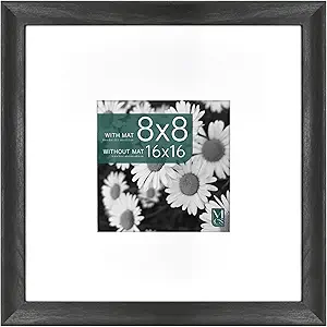 MCS Studio Gallery Classic 16x16 Picture Frame Black Woodgrain, Vertical & Horizontal Wall Hanging Large Picture Frame for Photos, Posters & Art Prints (1-Pack)