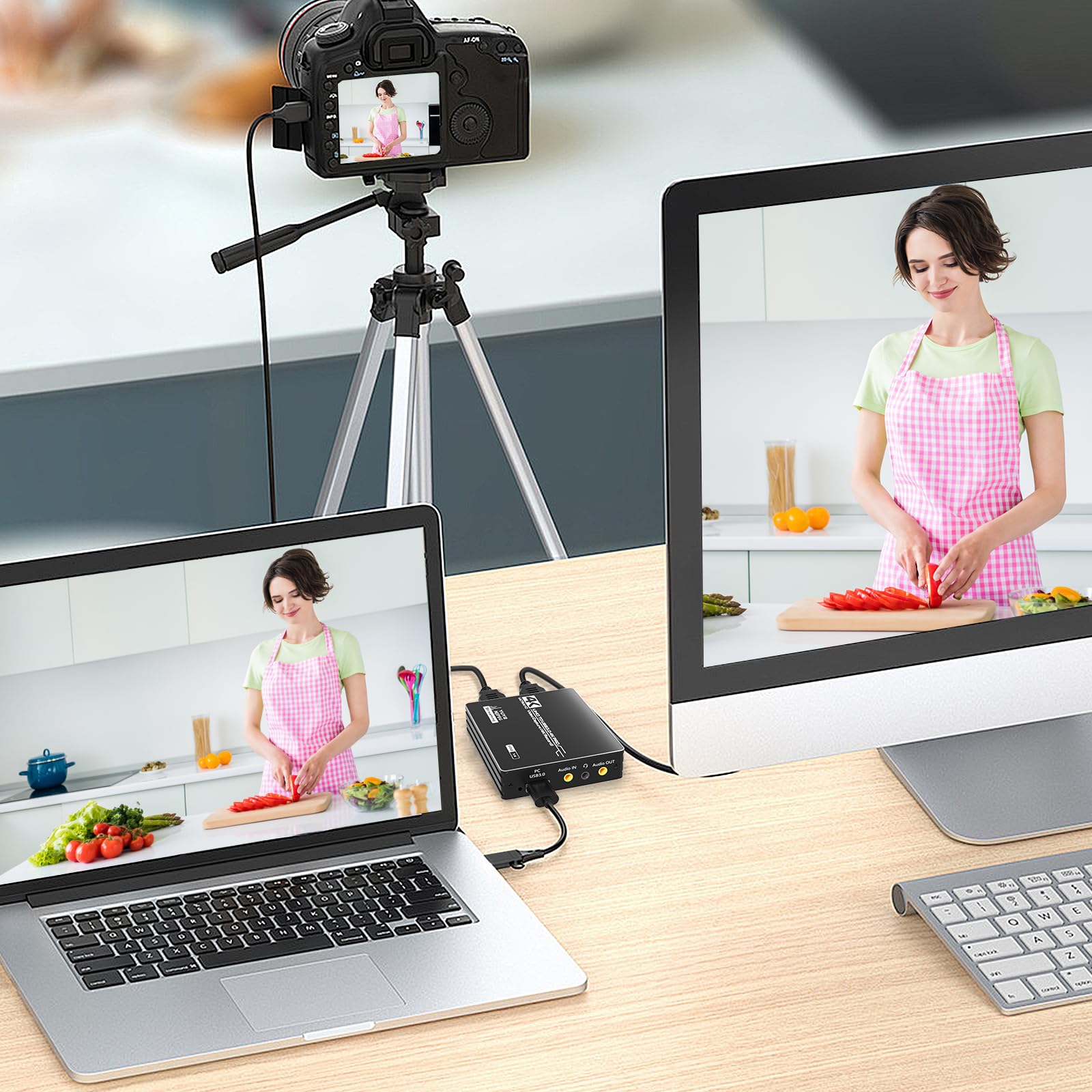 AMANKA Capture Card for 4K Record Game with Streaming 4K HDMI Loop-Out Microphone Audio Video 1080P HDMI to USB 3.0 Video Capture Card for Gaming/Live Streaming/Video Conference