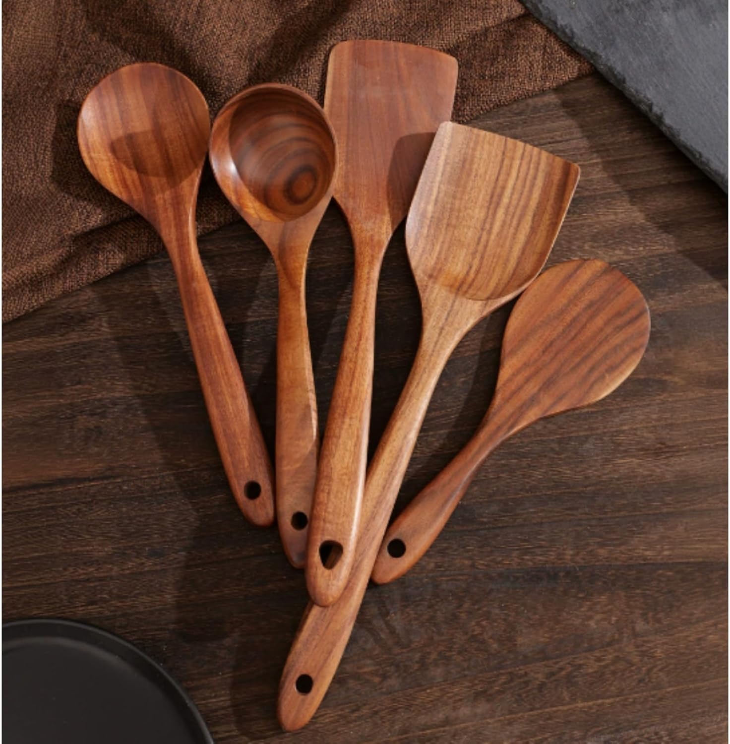KuBen ノンスティック対応 天然相思木 フォーク キッチンツール 環境に優しい 耐久性 ヘラ スプーン サラダ 調理 炒め物 ス