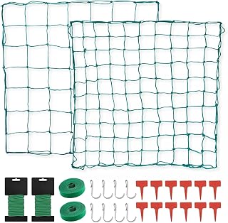 Trellis Netting for 4x4 ft Grow Tents, Dual-Layer Flexible Net 3x3 ft with Stainless Steel Hooks&Plant Labels&Garden Plant Twist Tie &Hook and Loop Tape (49&100 Meshes)