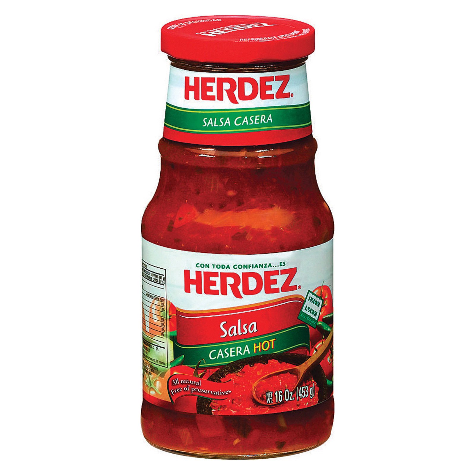 HERDEZ Salsa Casera, Hot, 16 oz Jar– Spicy & Flavorful Mexican-Style Salsa for Every Meal