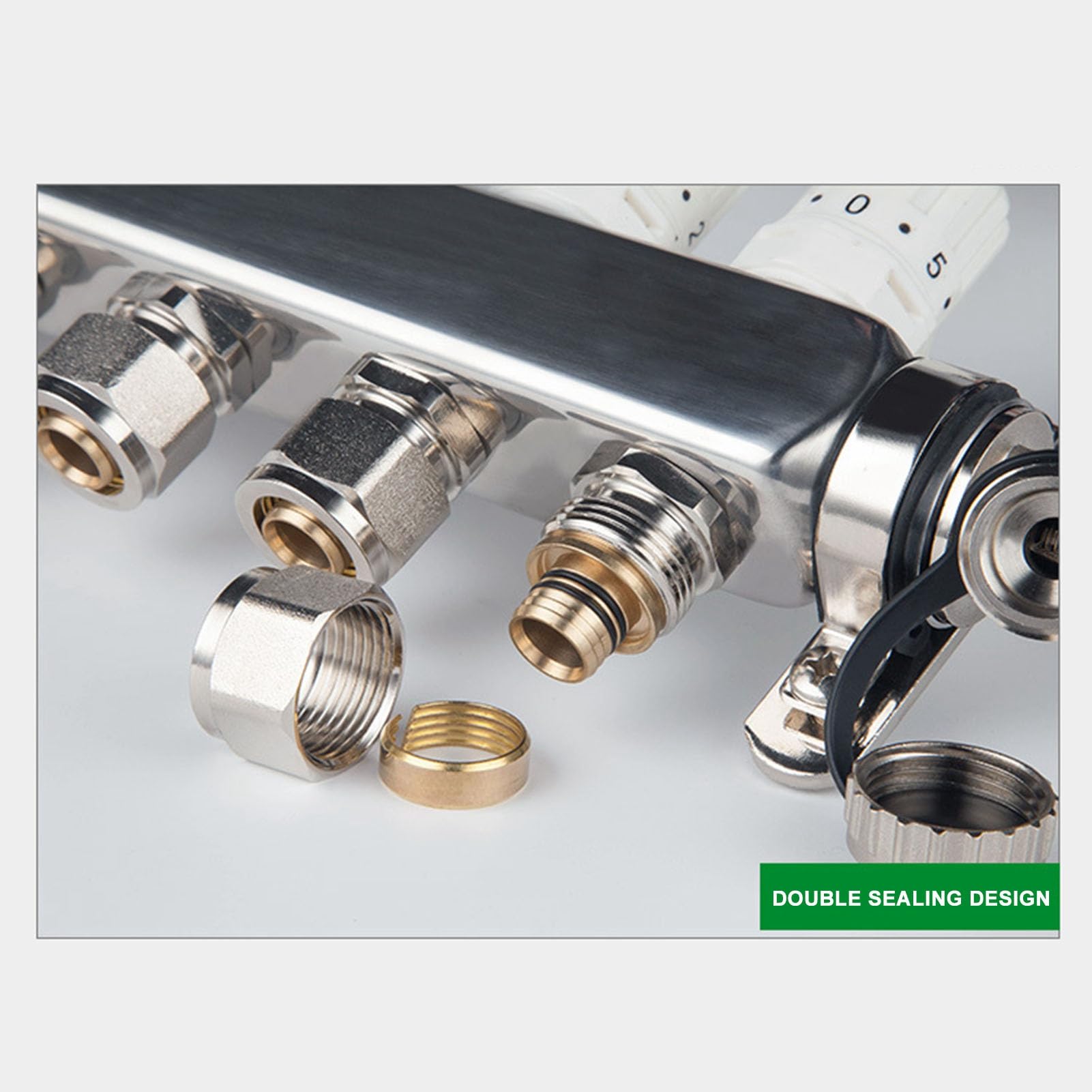 YWBL-WH Kit de Colector de Calor Radiante, Acero Inoxidable 304, Control Inteligente de Temperatura, Ideal para Sistemas de Calefacción por Suelo Hidrónico