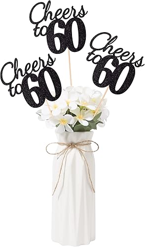 Miniatura 32 de Gexolenu Cheers to 21, paquete de 10 piezas de centros de mesa de cumpleaños número 21 con purpurina negra de doble cara para mesas, palitos