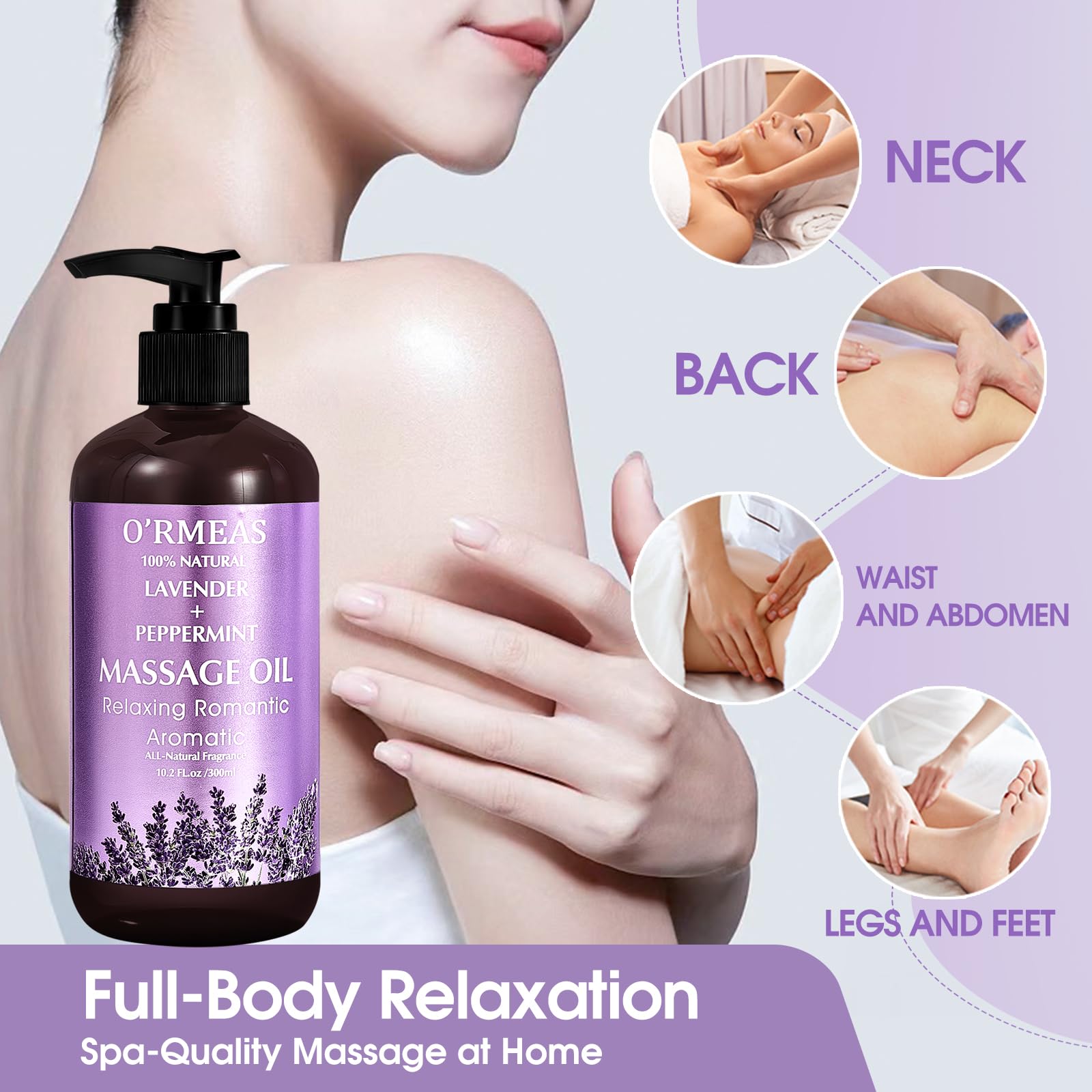 Smarxin Aceite de Masaje para Calentar, Relajar, Masajear y Aliviar el Dolor de las Articulaciones, Aceite Corporal Hidratante de Lavanda y Menta, Unisex, 10.2 fl.oz