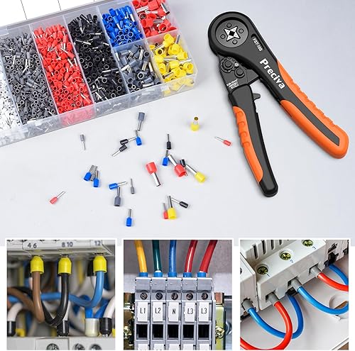 Miniatura 6 de Preciva AWG28-7 Juego de herramientas de crimpado de virola con 2000 conectores de alambre, juego de alicates de crimpado de trinquete ajustable a