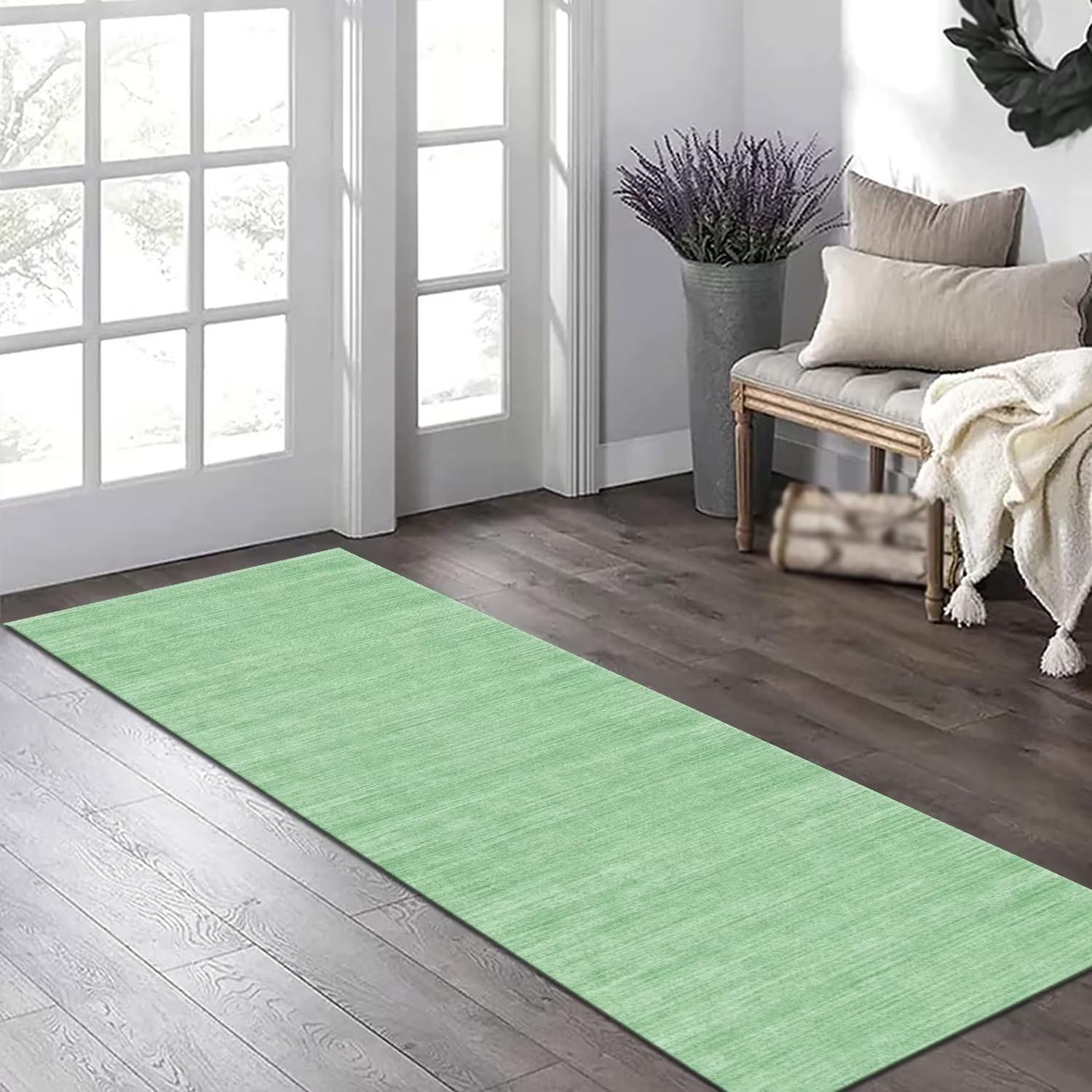 Tappeto Passatoia cucina Antiscivolo Lavabile Lungo Tappeti Runner ingresso interno Turchese Floreale 40X150CM Moderno Antimacchia Tappeto Passatoie per Corridoio Tappetino bagno Soggiorno per metro