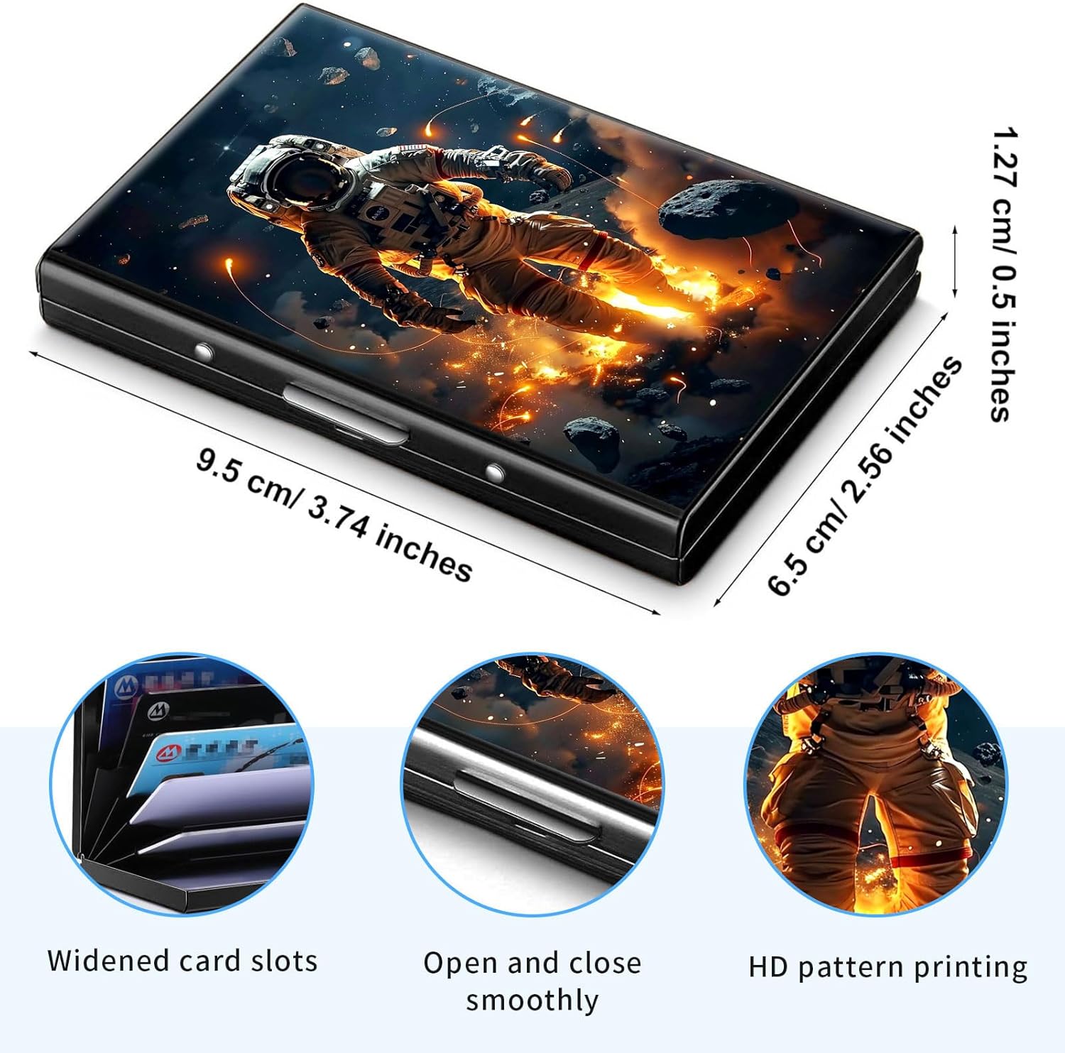 RFID Blocking Stainless Steel Card Holder – Slim Metal Wallet with 6 Slots, Compact Card Wallet for Men & Women, Ideal for Credit, ID & Business Cards, Astronaut 2 - Image 2