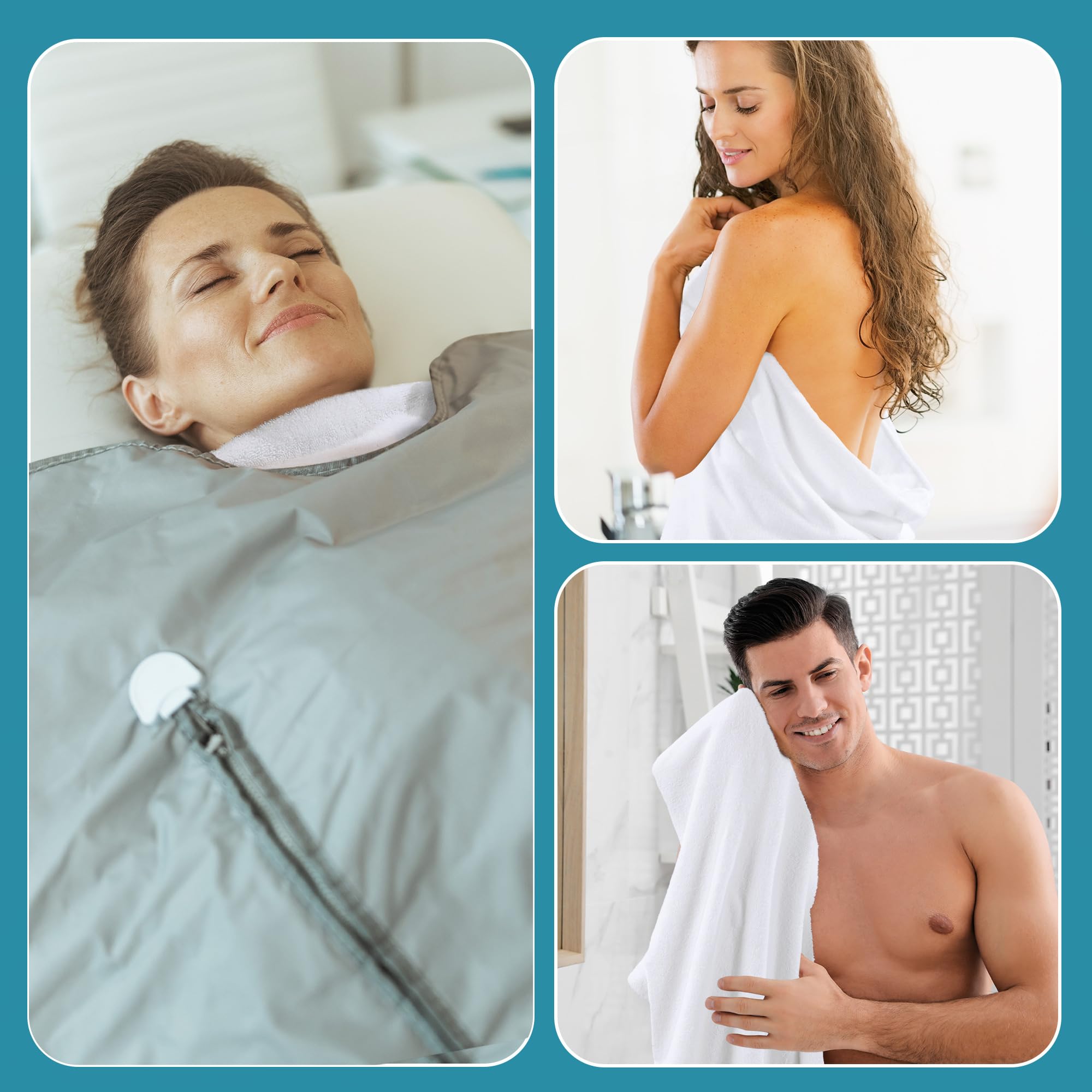 BALAPET Lot de 2 Serviettes de Sauna 100% Coton Douces et absorbantes pour couvertures de Sauna infrarouges, réutilisables et lavables en Machine (Blanc)