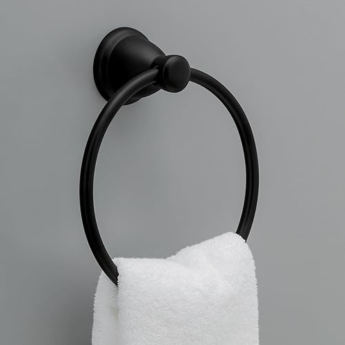 Miniatura 2 de Franklin Brass Kinla - Anillo para toalla de mano (1 unidad), color negro mate, soporte para montaje en pared, colgador redondo para cocina,