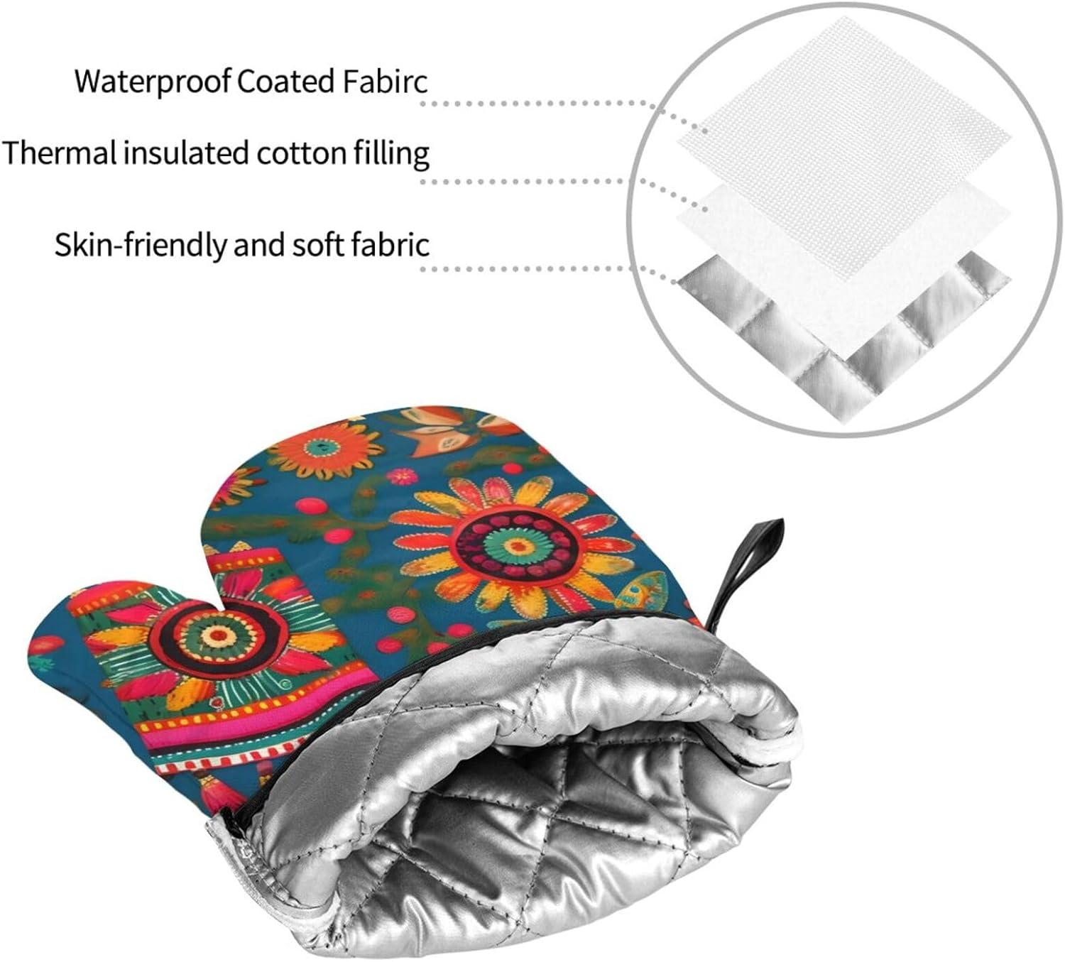 Mexican Folk Art Boho Kitchen baking four piece set, fit for cooking and baking, oven, microwave, and outdoor barbecue