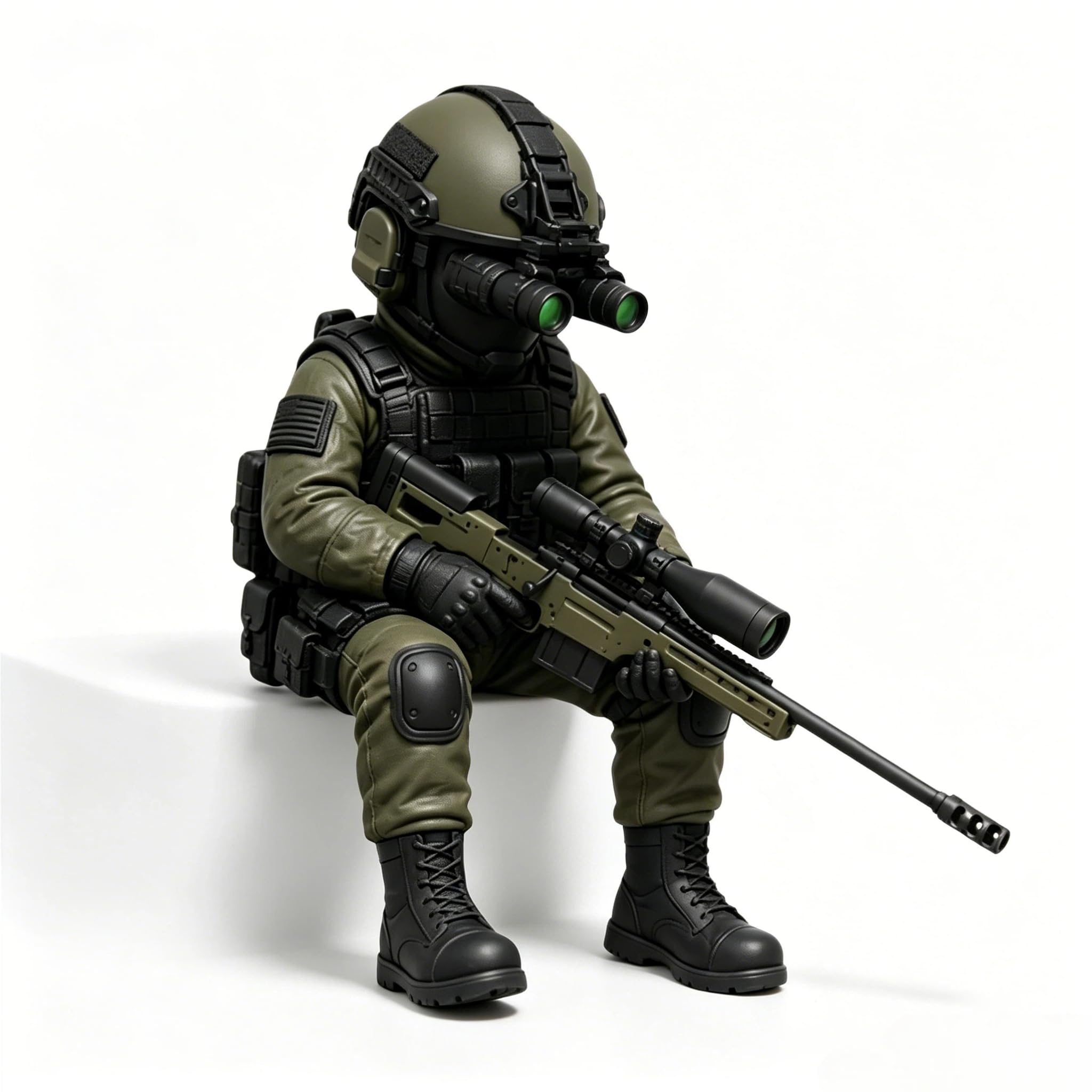 QUNZIDRESS Tactical Mini Soldier Figurine,Tactical Sniper Mini Figurine,Armed Special Forces Statue,Realistic Military Soldier Decorate,Tactical Army Soldier Collectible for Military Veterans Men