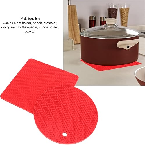 Miniatura 2 de LEEZAD 5Pcs Silicone Trivet Mats, Square Round Honeycomb Hot Pad, Multipurpose Non Slip Hot Pads for Kitchen Potholders, Hot Dishers, Jar Opener,