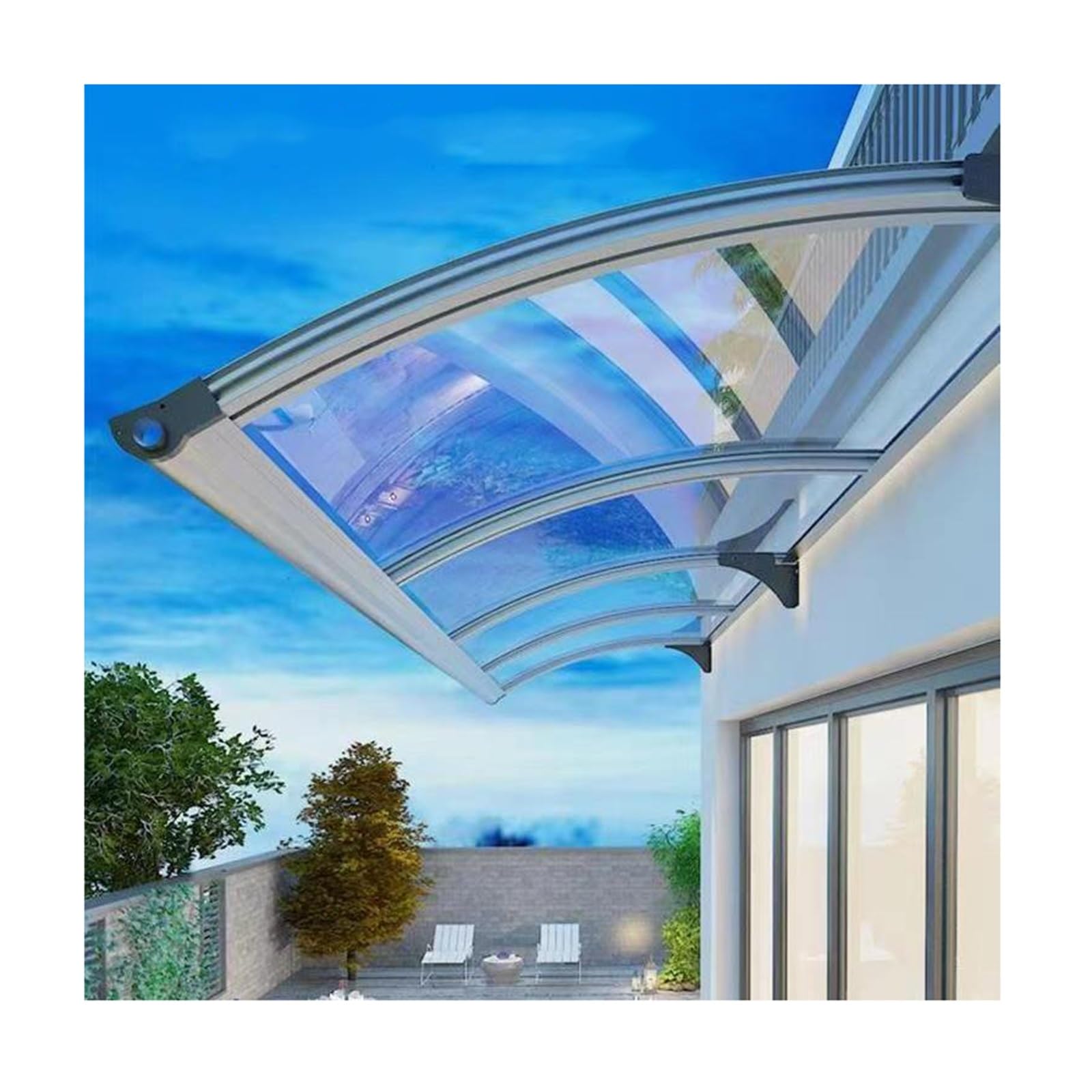 GJMSSMY Entrance Door Canopy, 100x60cm Polycarbonate Awning, Rain & Snow Protection, Self-Cleaning, Outdoor Shelter for Sink Door, Durable Hollow Sheet Cover