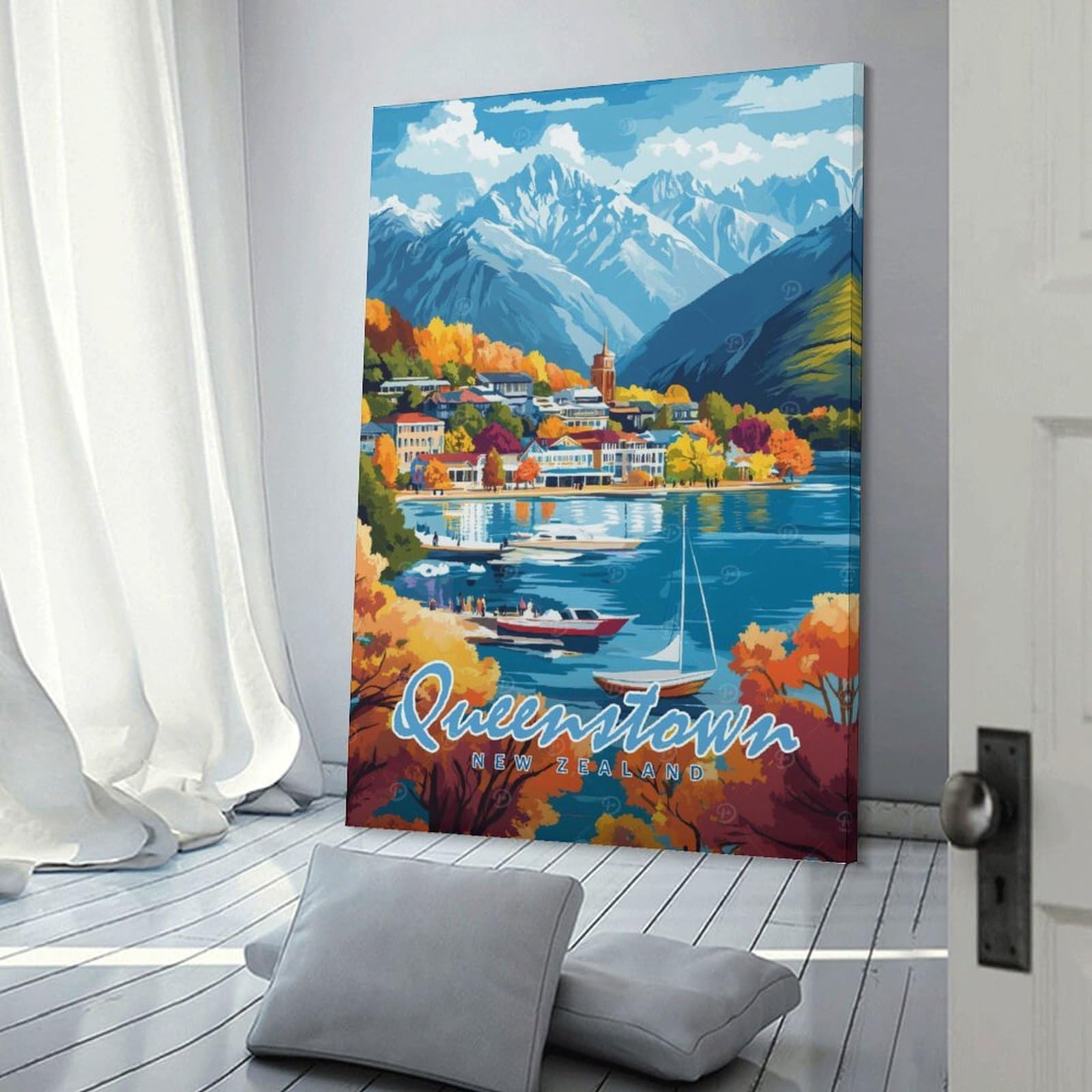 Junmoney Home Decor Wall Art Queenstown, New Zealand, 20x30inch(50x75cm), for Gallery Wall Decor And Room Displays, An Easy Match for Collected Prints