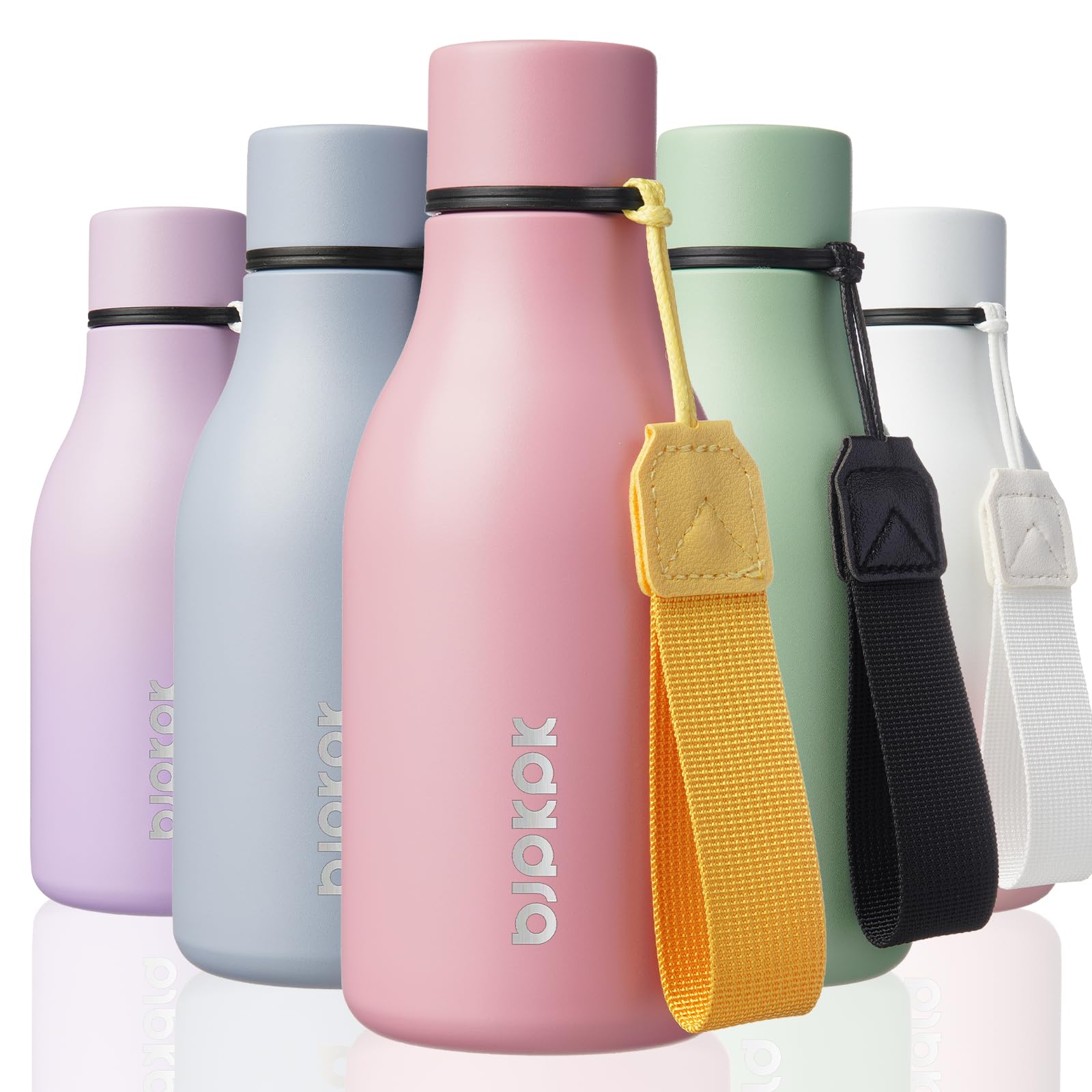 BJPKPK 12oz Insulated Water Bottle, Stainless Steel Bottle with Carry Strap | Keep Cold &amp; Hot Vacuum Insulation, Leak-Proof BPA-Free Design, Slim Bottle Fits Most Cup Holders for Gym, Office &amp; Travel