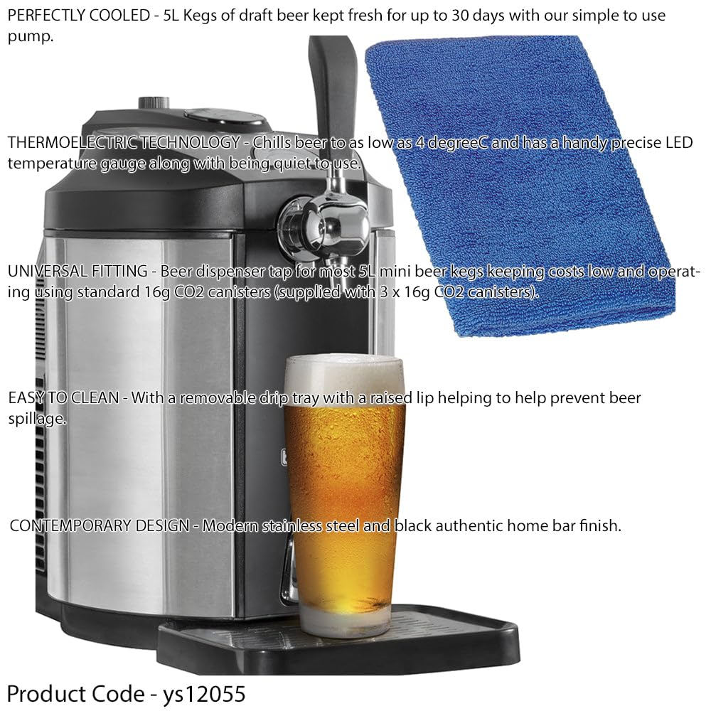 Mini robinet distributeur de bière 5 L et chiffon – Ensemble de refroidissement intégré