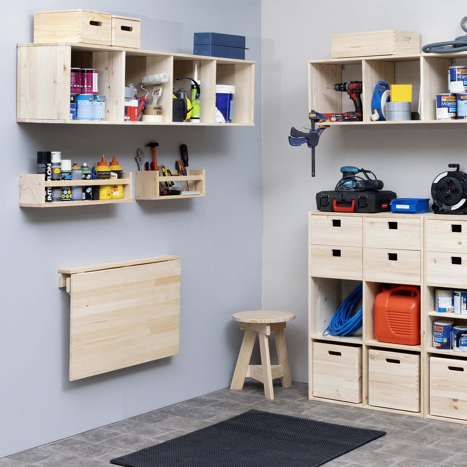 Astigarraga Mesa Plegable de Pared en Madera Maciza Pino, 79,5x59 cm