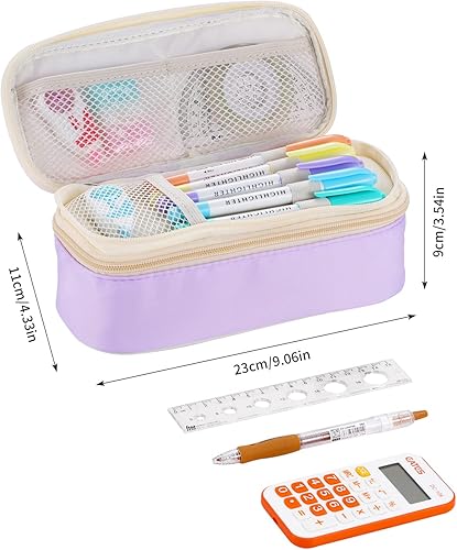 Miniatura 2 de Dugio Estuche grande para lápices de gran capacidad con cremallera para niñas, niños, adultos, papelería, estuche organizador para la escuela,