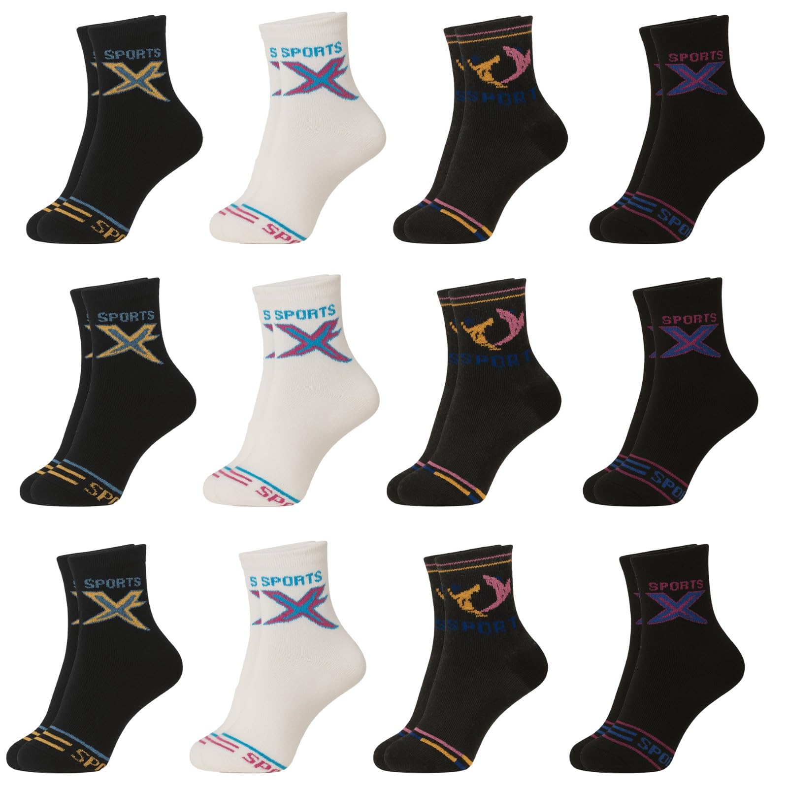 Sports Ankle Socks for Men & Women – Breathable, Sweat-Absorbent, Cushioned Athletic Socks for Running, Gym, Cycling.(PO12_ASSTRD)