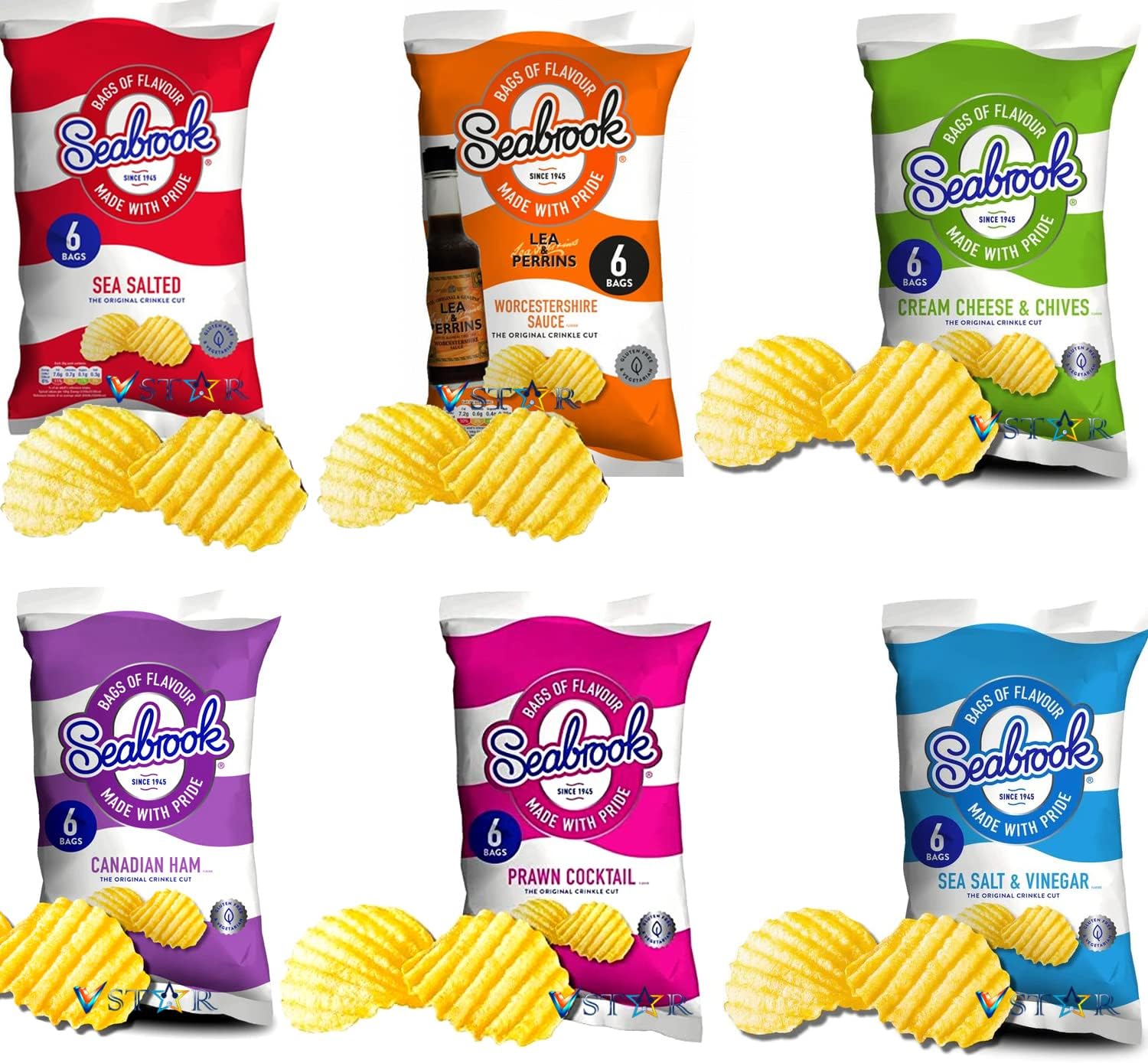 Seabrook Chips Crisps Bags Collections Random Mixed Flavours of