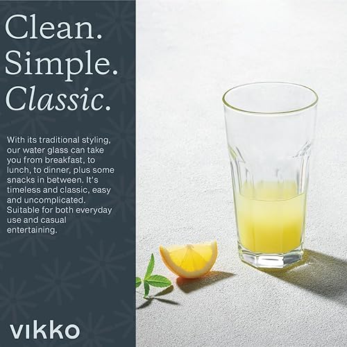 Miniatura 3 de Vikko Vasos para beber, vasos de cocina gruesos y duraderos, vaso de vidrio alto apto para lavavajillas, vasos resistentes para agua, jugo, leche,