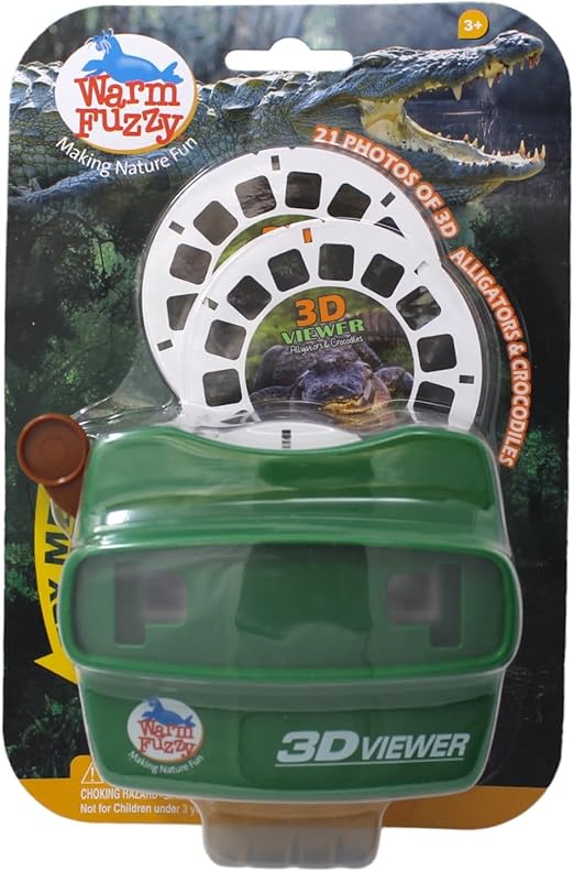 Warm Fuzzy 3D Viewfinder (Alligator) - Kids & Adults Classic Slide Viewer, 3D Reel Viewer, Retro Vintage Toys with 3 Reels - 21 High Definition 3D Images
