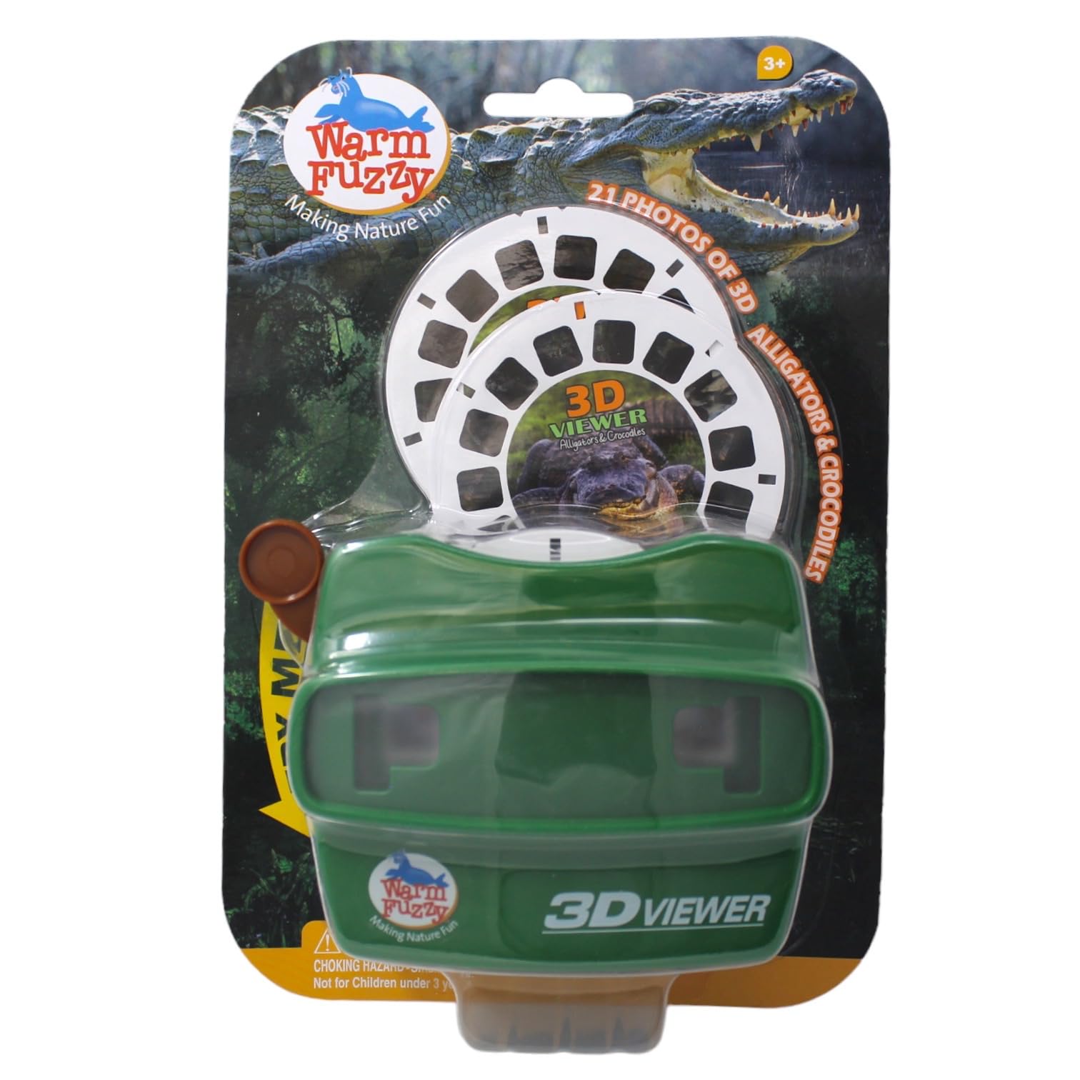 WARM FUZZY Toys 3D Viewfinder (Alligator) - Viewfinder for Kids & Adults, Classic Toys, Slide Viewer, 3D Reel Viewer, Retro, Vintage Toys with 3 Reels - Contains 21 High Definition 3D Images