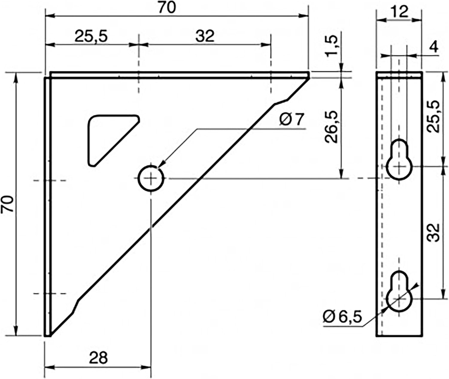 Heavy Duty Corner Brace Triangle 70mm Cabinet Cupboard Fixing Bracket Plates