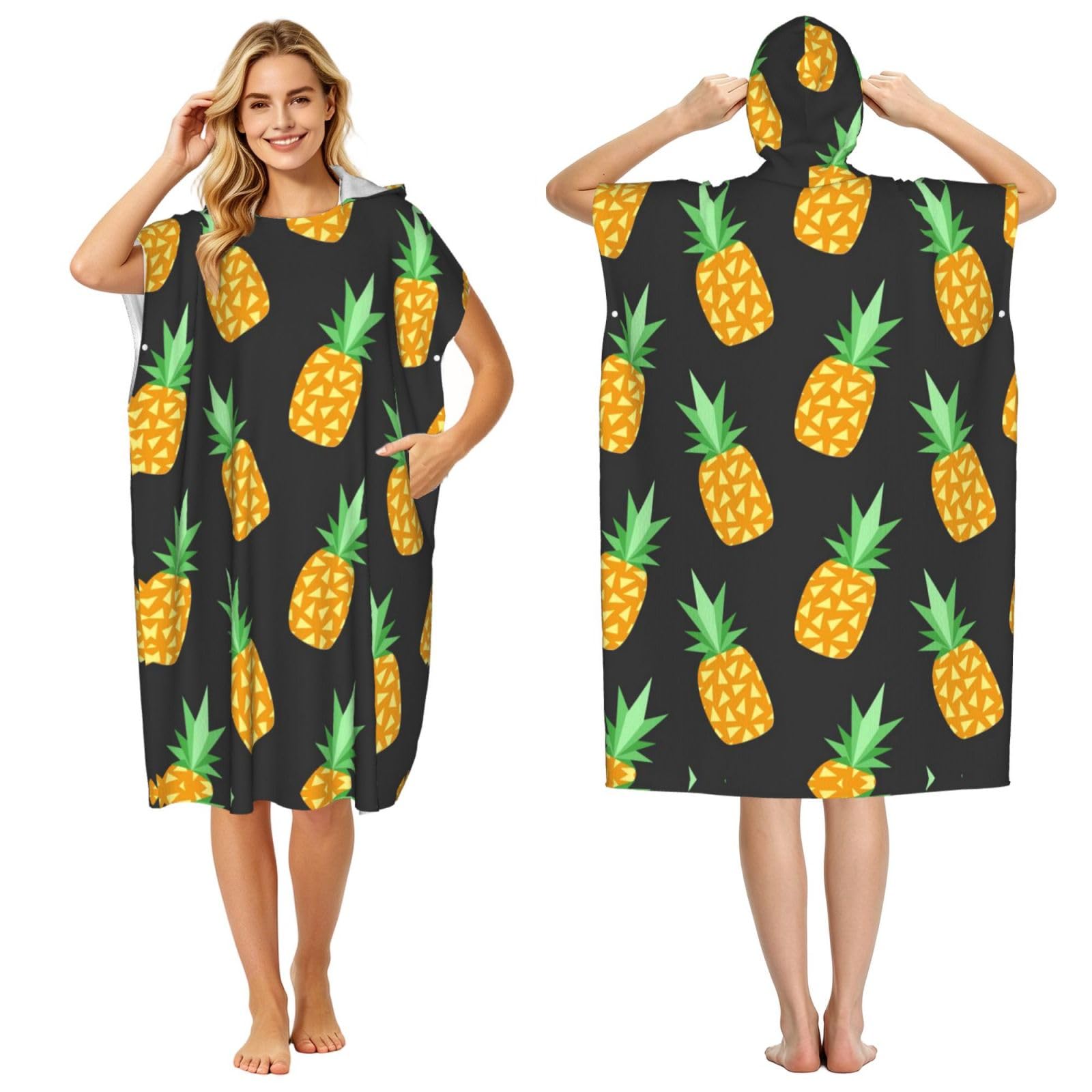 Poncho de plage adulte imprimé ananas idéal pour le surf et l'été