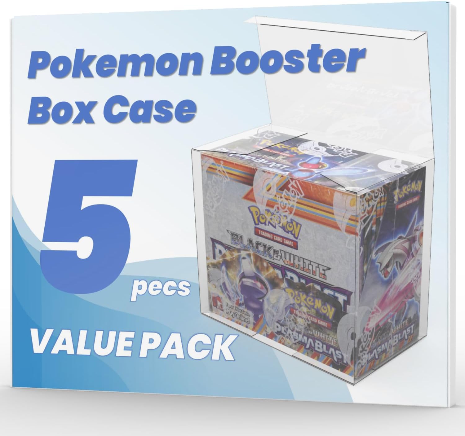 Booster Box Case (5pack) - Clear Storage Box for Pokemon Booster Box, 0.50mm Thick, 5.5 x 3.2 x 4.8 inches, 5 Count
