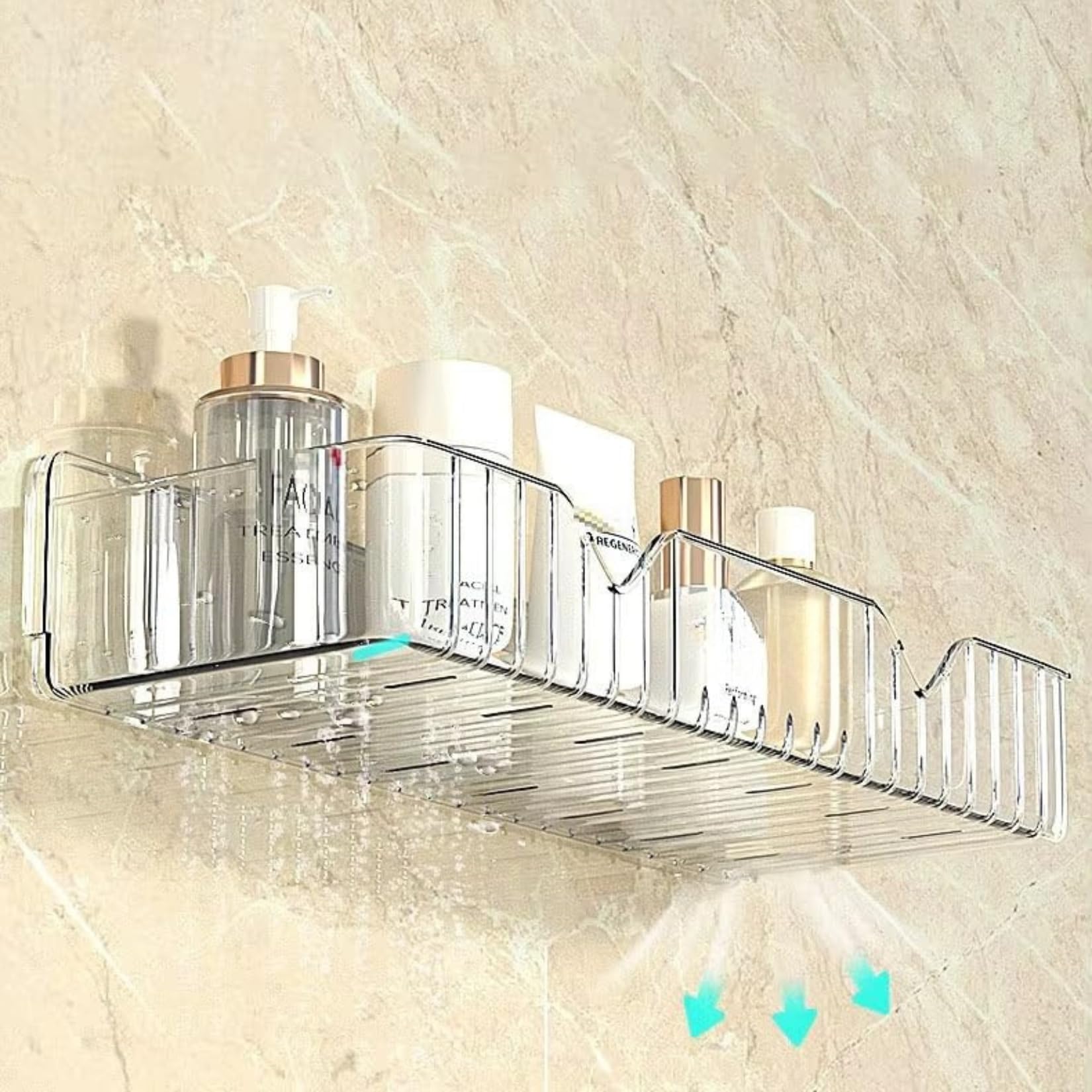 Aryamurti Transparent Acrylic Wall Mounted Bathroom Shelf, No-Drill Adhesive Organiser, Waterproof, for Skincare and Cosmetics, 1 Pack 3