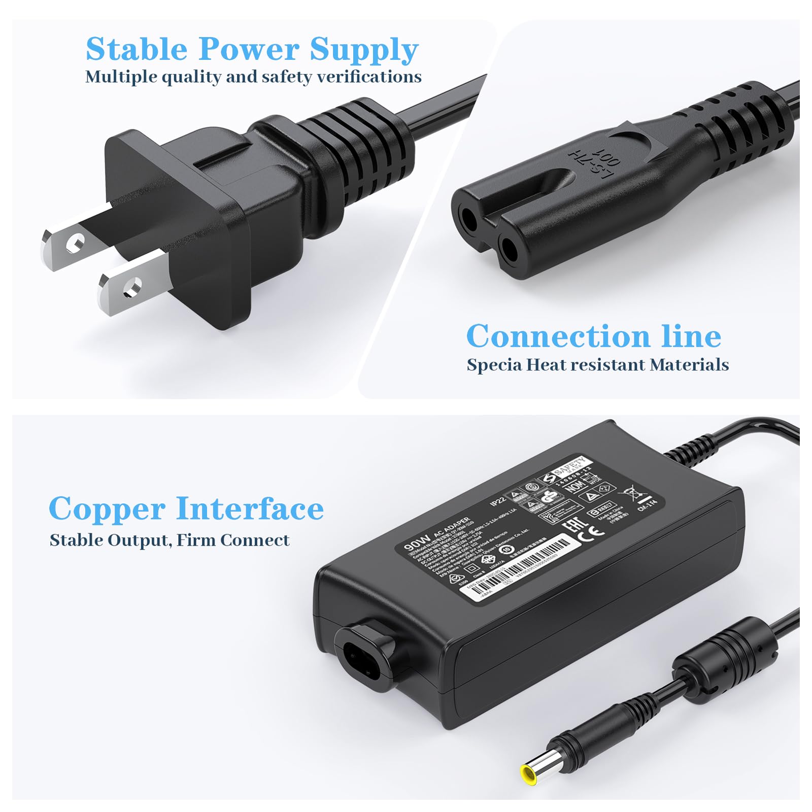90W AC Adapter for ResMed Cpap Airsense 10 Power Cord ResMed aircurve 10 Autoset for Her CPAP Elite Power Adapter for AirCurve 10 and AirCurve 10S 10VAuto 10 ASV Charger Yellow tip 1 pin product thumbnail 6