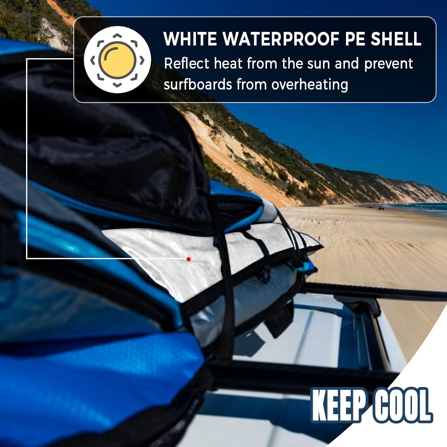 Surfboard Bag Zippered Day Bag with Shoulder Strap, Surfboard Carrying Bags for Storage and Transport, Size 7'0, 7'6, 8'0, 8'6, 9'2, 9'6, 10'0