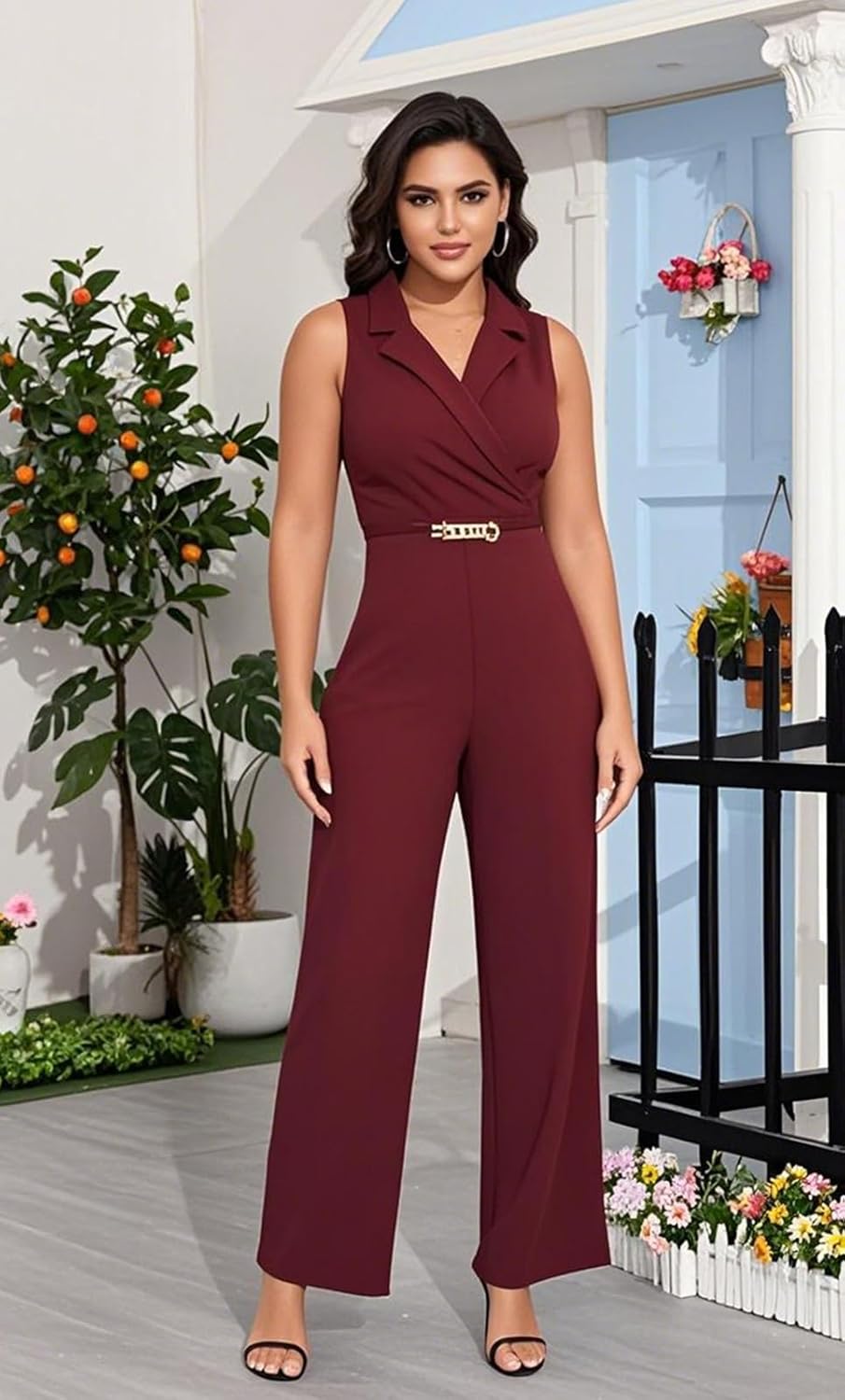 DeftSharp Women's Sexy Cocktail Party Clubwear Casual Working Rompers Long Dressy Jumpsuit - Image 5