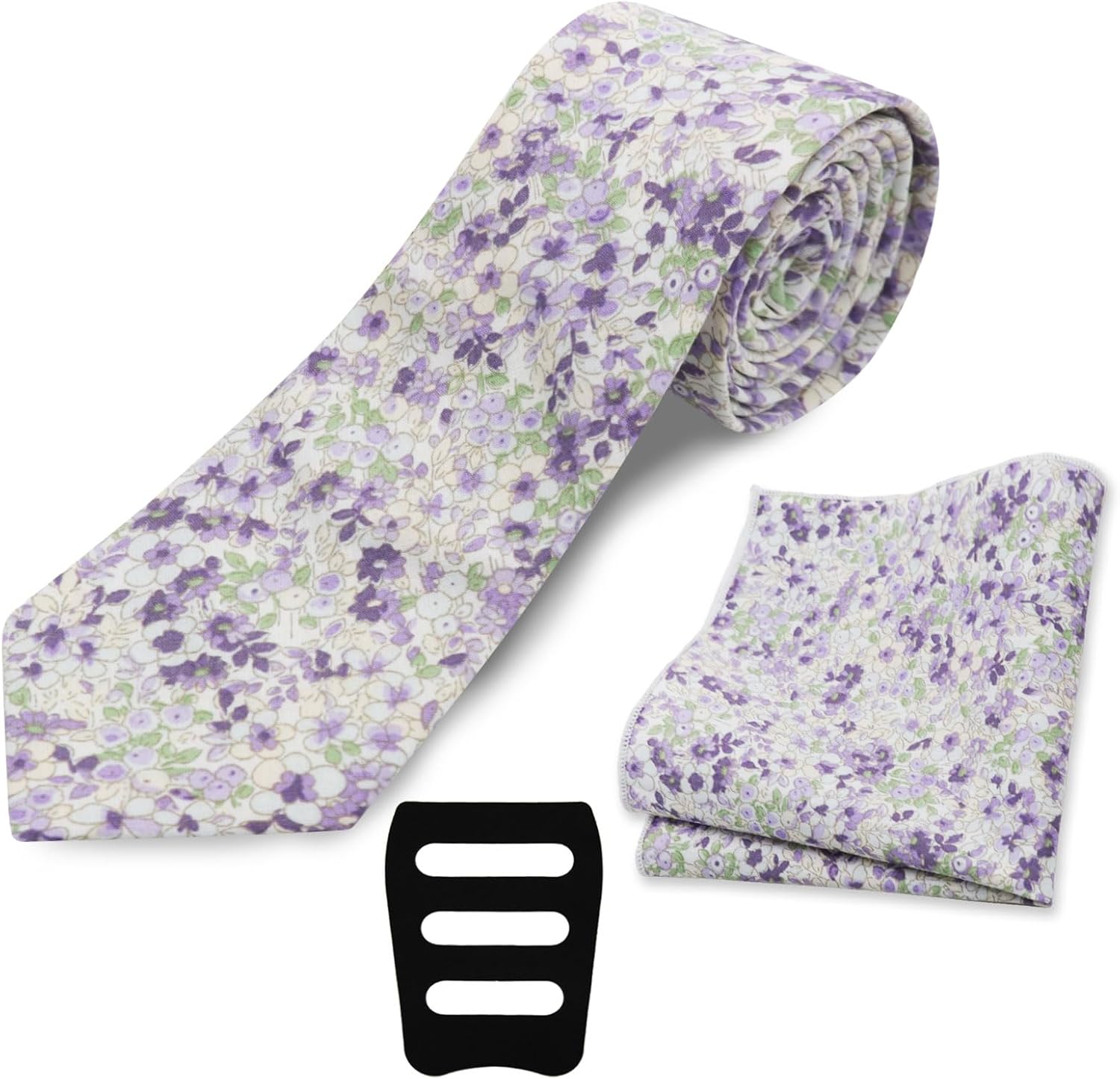 Floral Mens Tie Set Cotton Printed Necktie and Pocket Square Set for Men