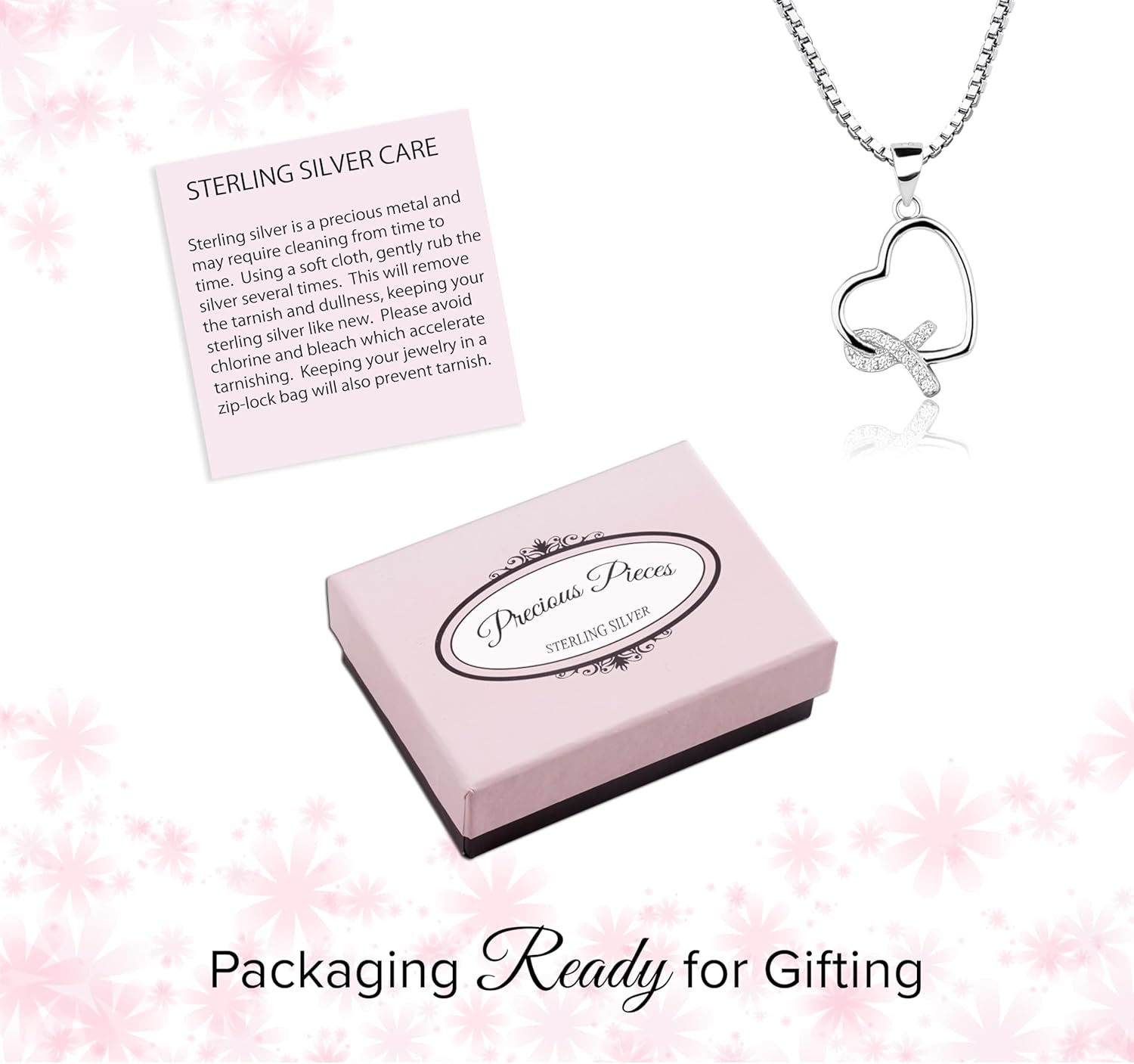 Precious Pieces 925 Sterling Silver Heart Never Give up - You are Loved Cancer Survivor and Awareness Ribbon Necklace - Image 5