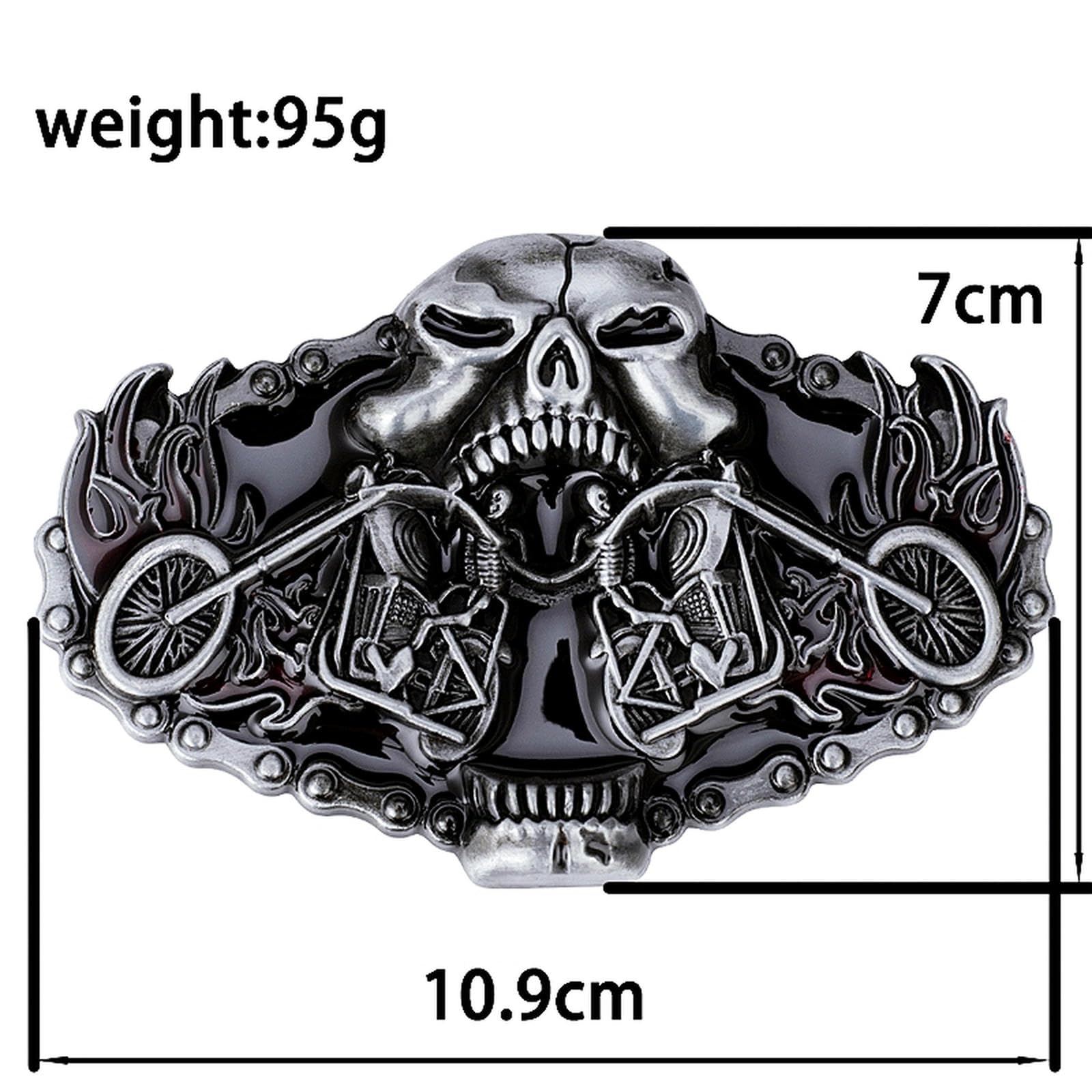VOIV Crâne Heavy Moto Casual Hommes Ceinture En Cuir Flamme Moto Cruiser Rider Style Métal