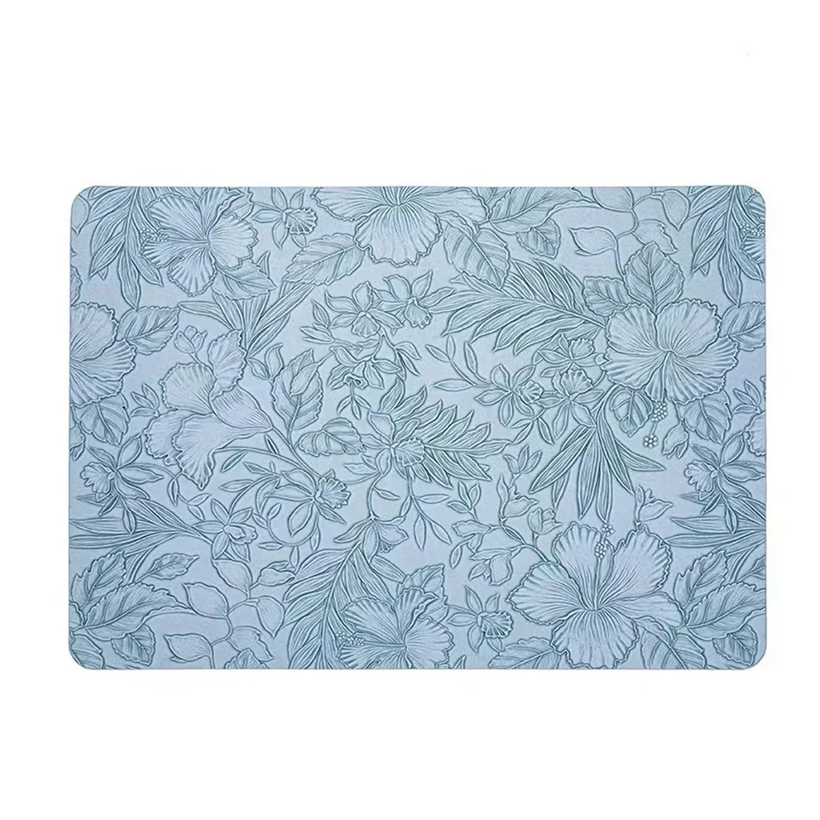 Tapis de salle à manger en similicuir bleu imperméable 43x30 cm antitache durable
