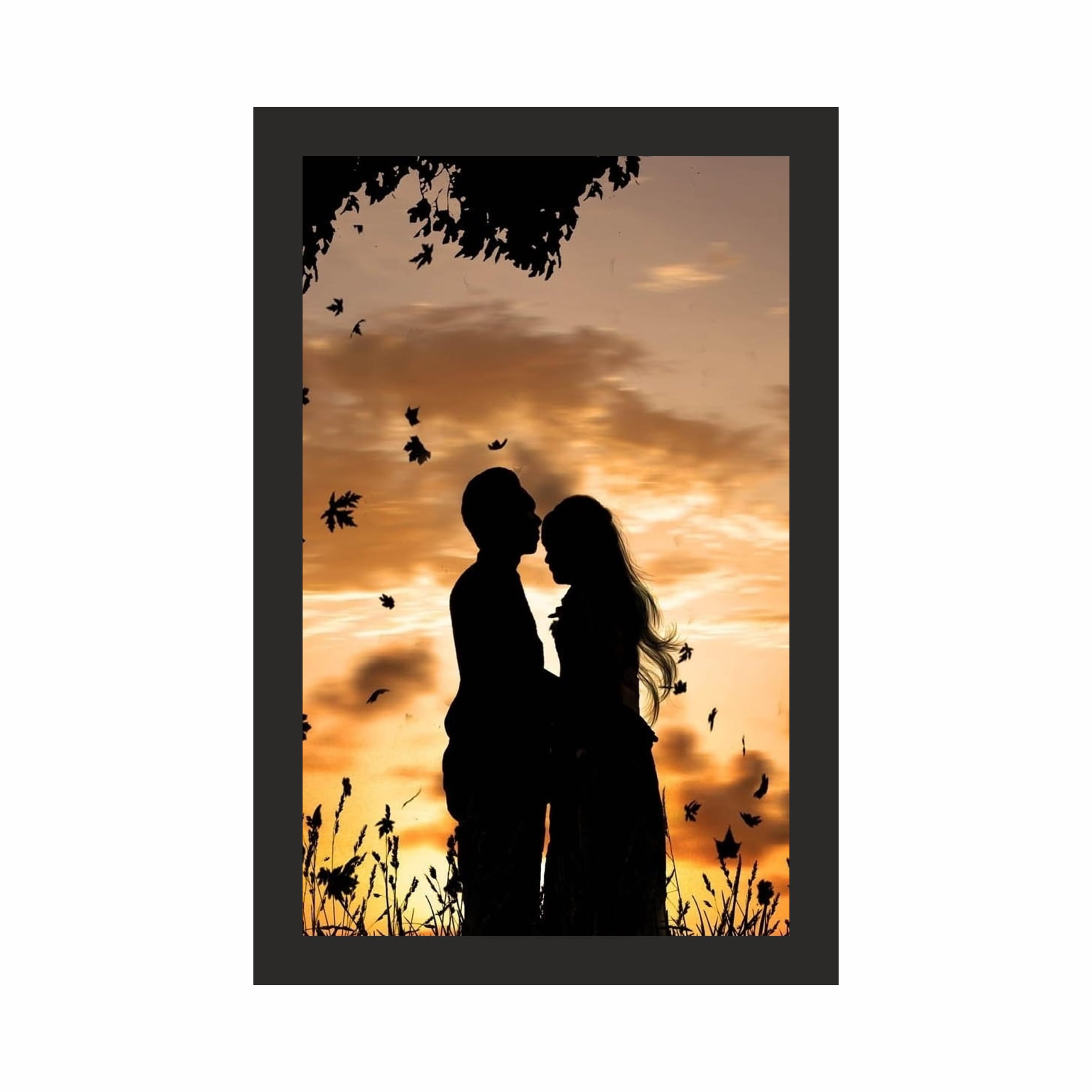 Romantic Couple Sunset Wall Art Frame 12x18 Inch