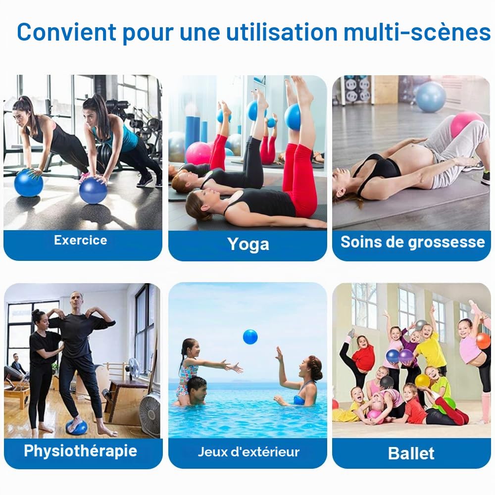 HIKPACKER Lot de 3 ballons de gymnastique et Pilates 20 cm avec paille gonflable