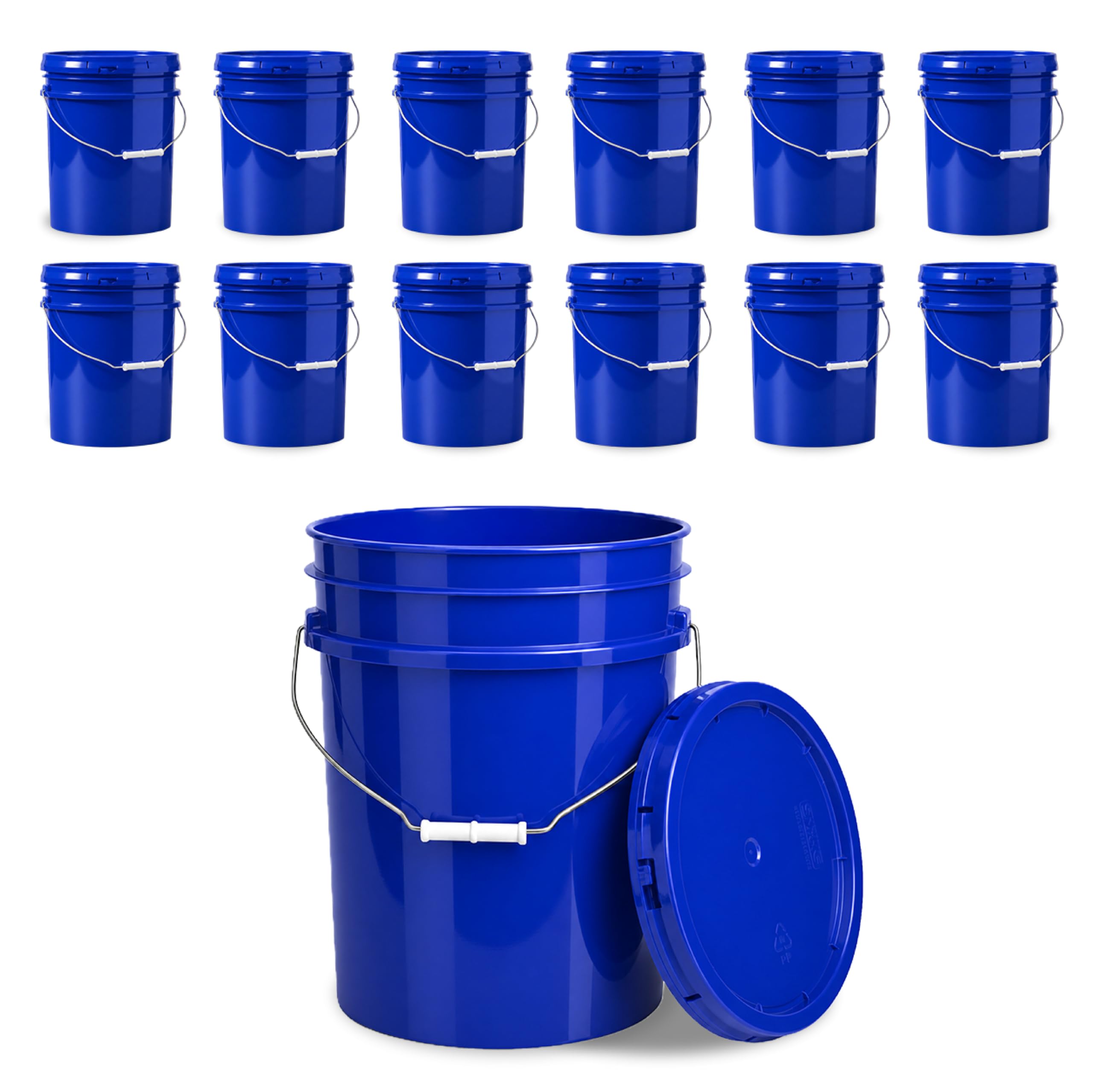 ePackageSupply 5 Gallon Bucket - Food Grade w/Lid BPA-Free, 12 Pack - Blue