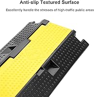 Vista 5 de Reliancer 3 Pack Dual Channel Rubber Cable Protector Ramp 2 Channel Traffic Speed Bump 11000lbs Capacity Heavy Duty Driveway Hose Cover Ramp Cord